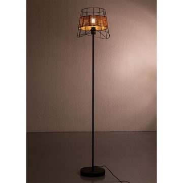 etc-shop Stehlampe, Leuchtmittel nicht inklusive, Stehleuchte Standlampe Käfig-Design Grasgeflecht H 150 cm