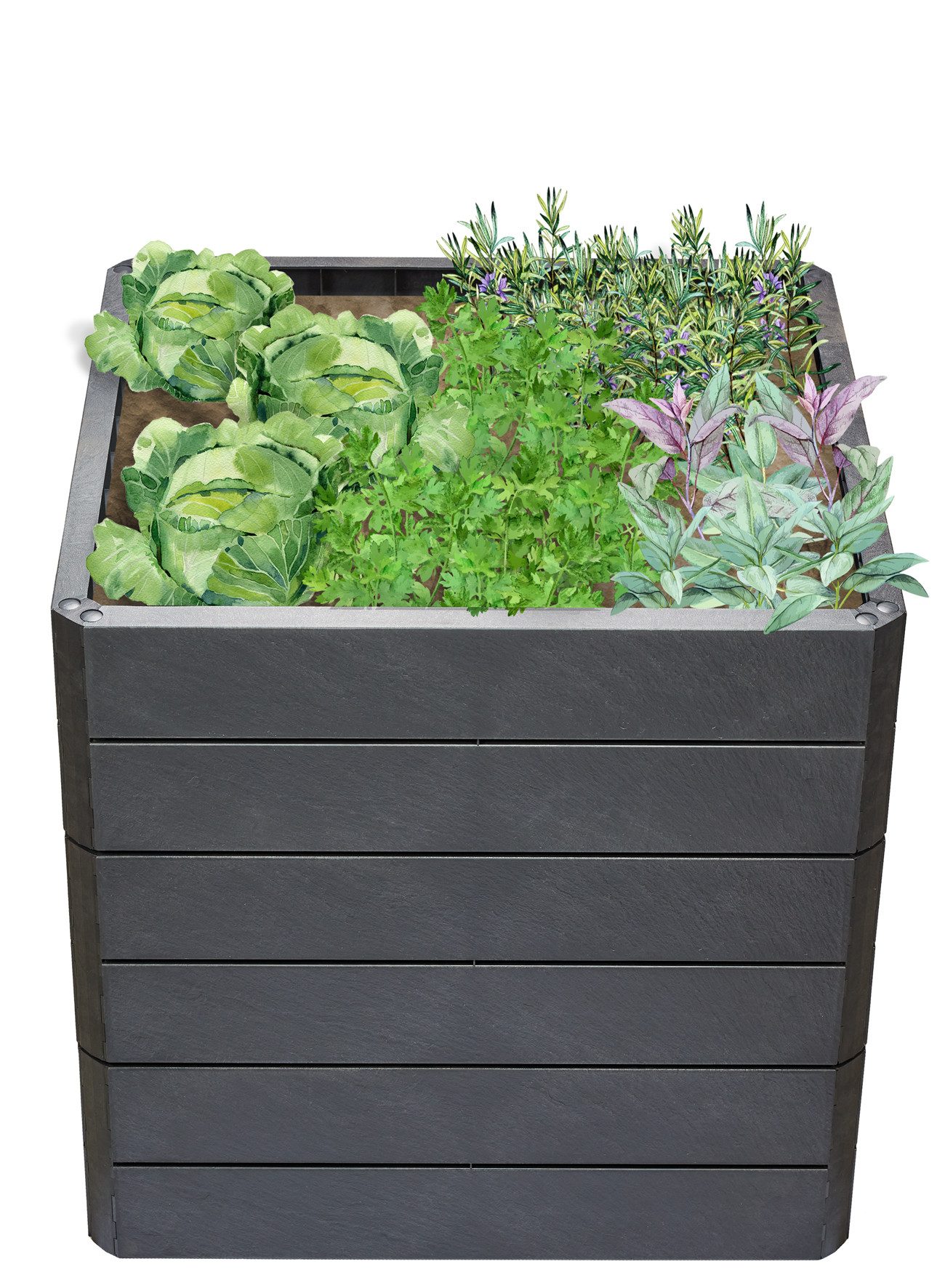 GARANTIA Hochbeet ERGO QUADRO L 75 Hochbeet Stone, inkl. FLORA Wassersparsystem