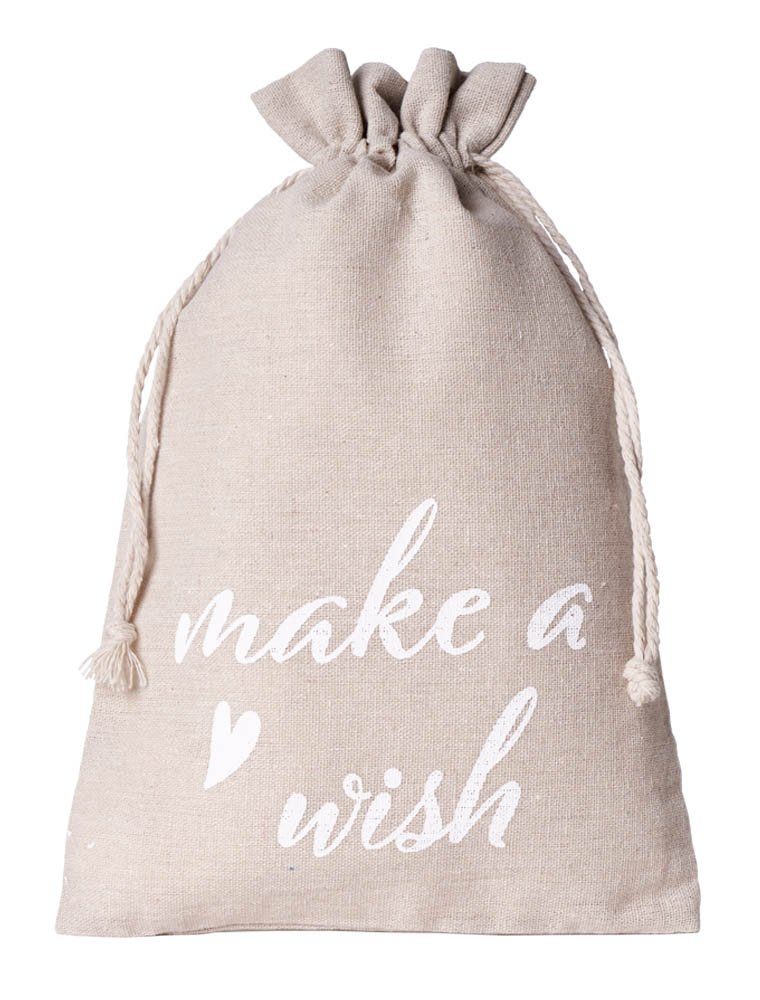 Geschenkbox Geschenkbox 2 Geschenkbeutel, Leinensäckchen mit Gruß - make a wish -