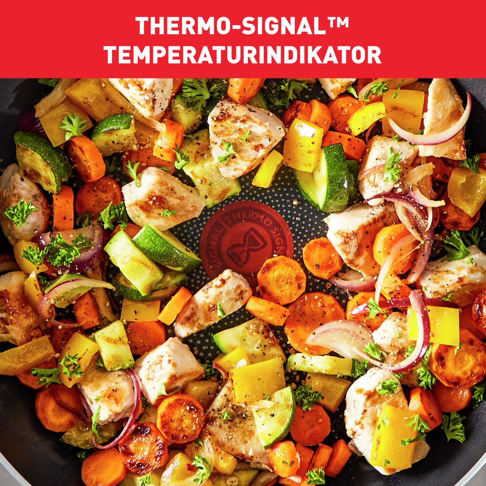 Tefal Bratpfanne Resist, sichere Titanium Antihaftversiegelung, Aluminium, Thermo-Signal bei idealer Brattemperatur, nicht induktionsgeeignet