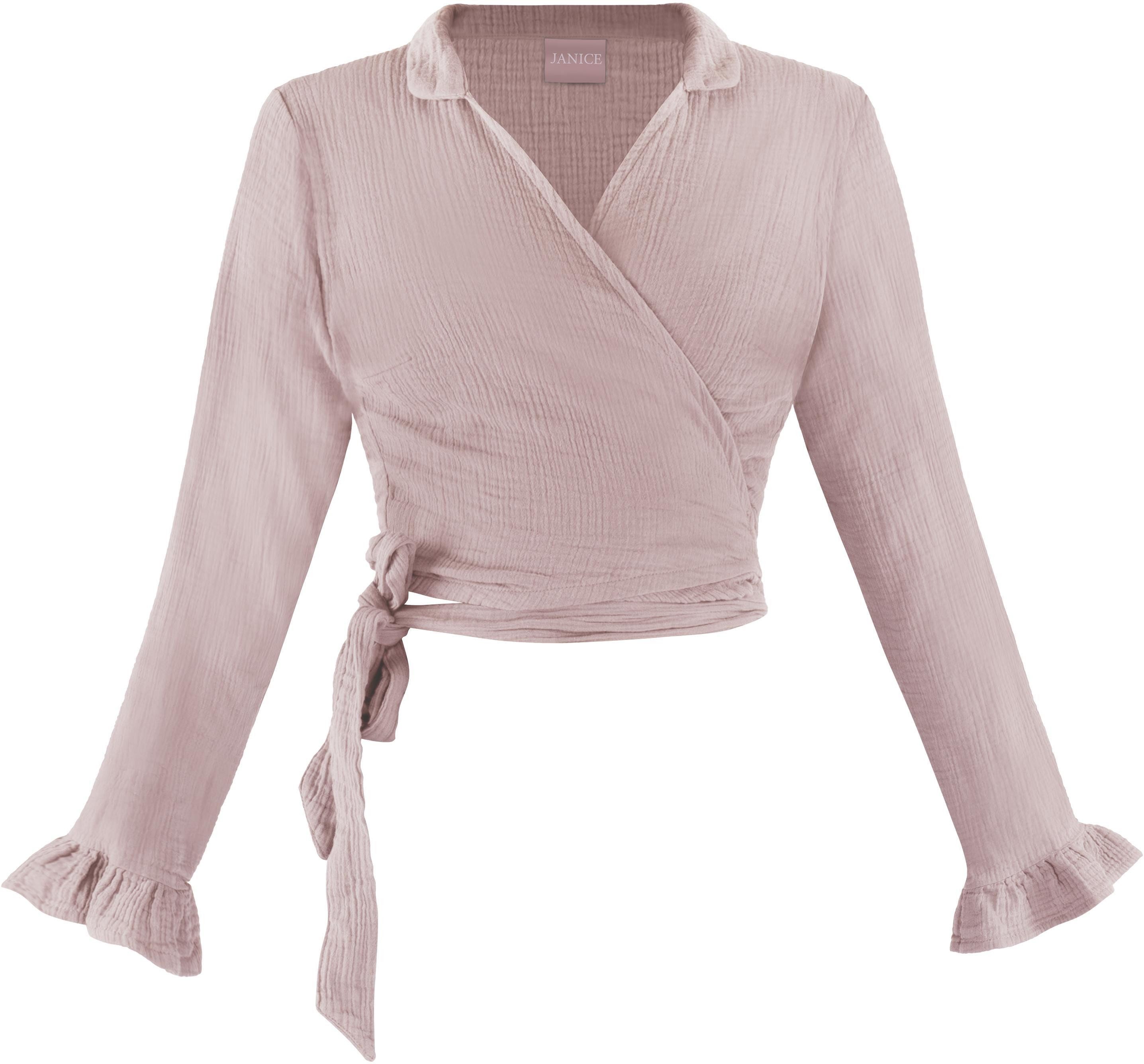 Janice Langarmbluse Musselin Hemd Chalandri Sommerbluse Bluse mit Bindeband