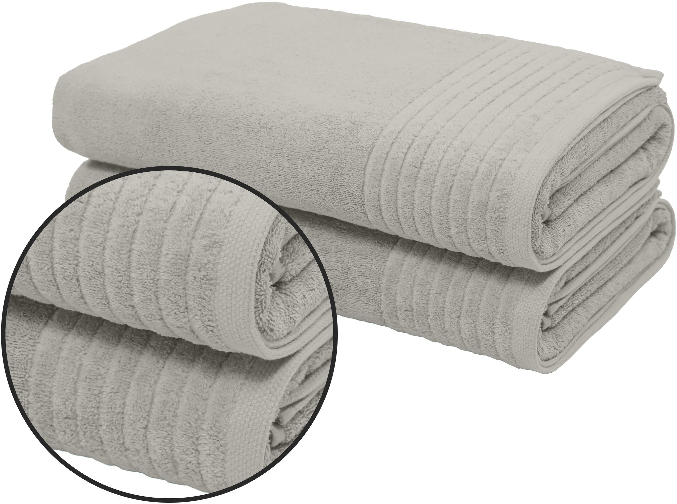 OTTO home Saunatuch Sanremo Premium, Premium Handtücher, 600 gr/m², 80x200cm, Frottier (Set, 2-St), Bordüre, einfarbig, flauschig, weich, dicke Qualität, 5 Jahre Garantie