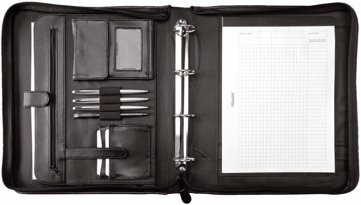 Schreibmappe Ringbuchmappe PRATO A4 Kunstleder schwarz (10 Stück)