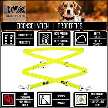 DDOXX Hundeleine Hundeleine Nylon, reflektierend, 3fach verstellbar, 2m, Gelb
