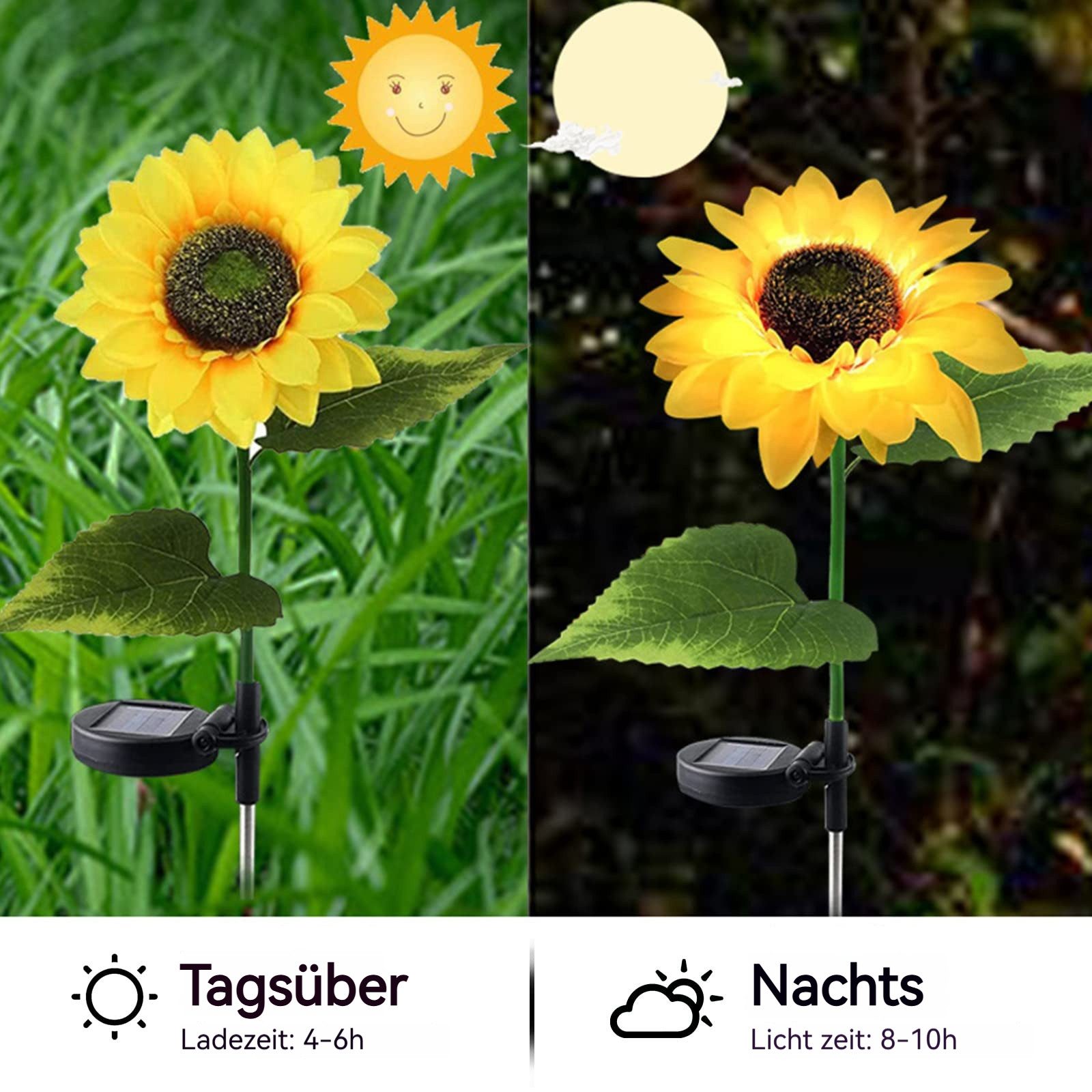 BlingBin LED Solarleuchte 2 Stück Sonnenblume günstig online kaufen