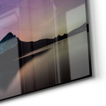 DEQORI Glasbild 'Bergkulisse unter Sternen', 'Bergkulisse unter Sternen', Glas Wandbild Bild schwebend modern