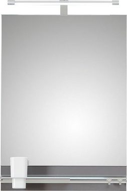 Saphir Badspiegel Quickset 357 Spiegel 50 cm breit, 70 cm hoch, LED-Beleuchtung, 330LM (Set), Flächenspiegel Quarzgrau Matt, rechteckig, inkl. 1 Becher, 2 Haken
