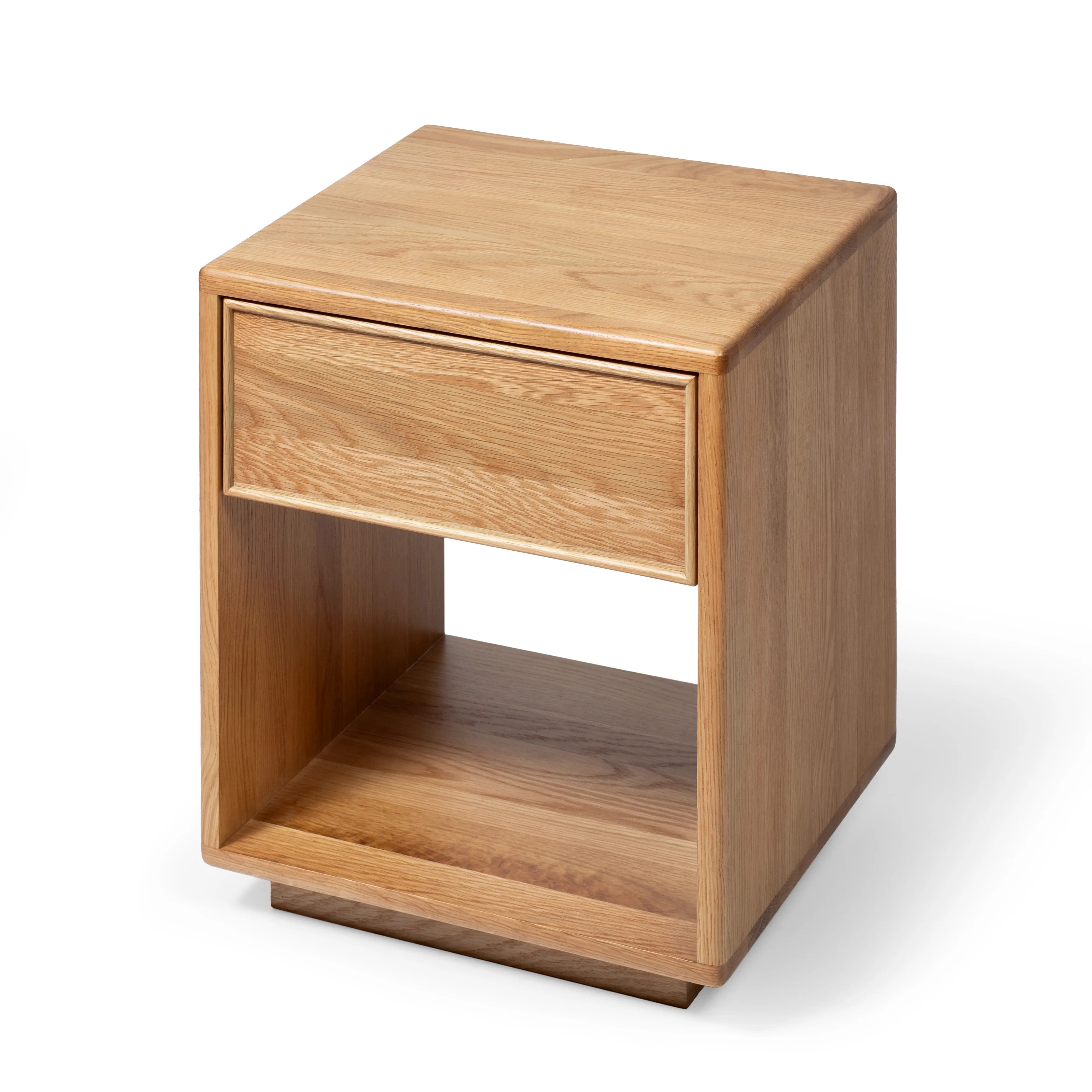 Woodek Design Nachttisch HELENE aus massiver Eiche, matt lackiert, mit Schublade und Ablage (Nachttisch für Schlafzimmer in Naturton, 1-St., Nachkommode mit abgerundeten Kanten), Breite: 40 cm, Tiefe: 38 cm, Höhe: 50 cm