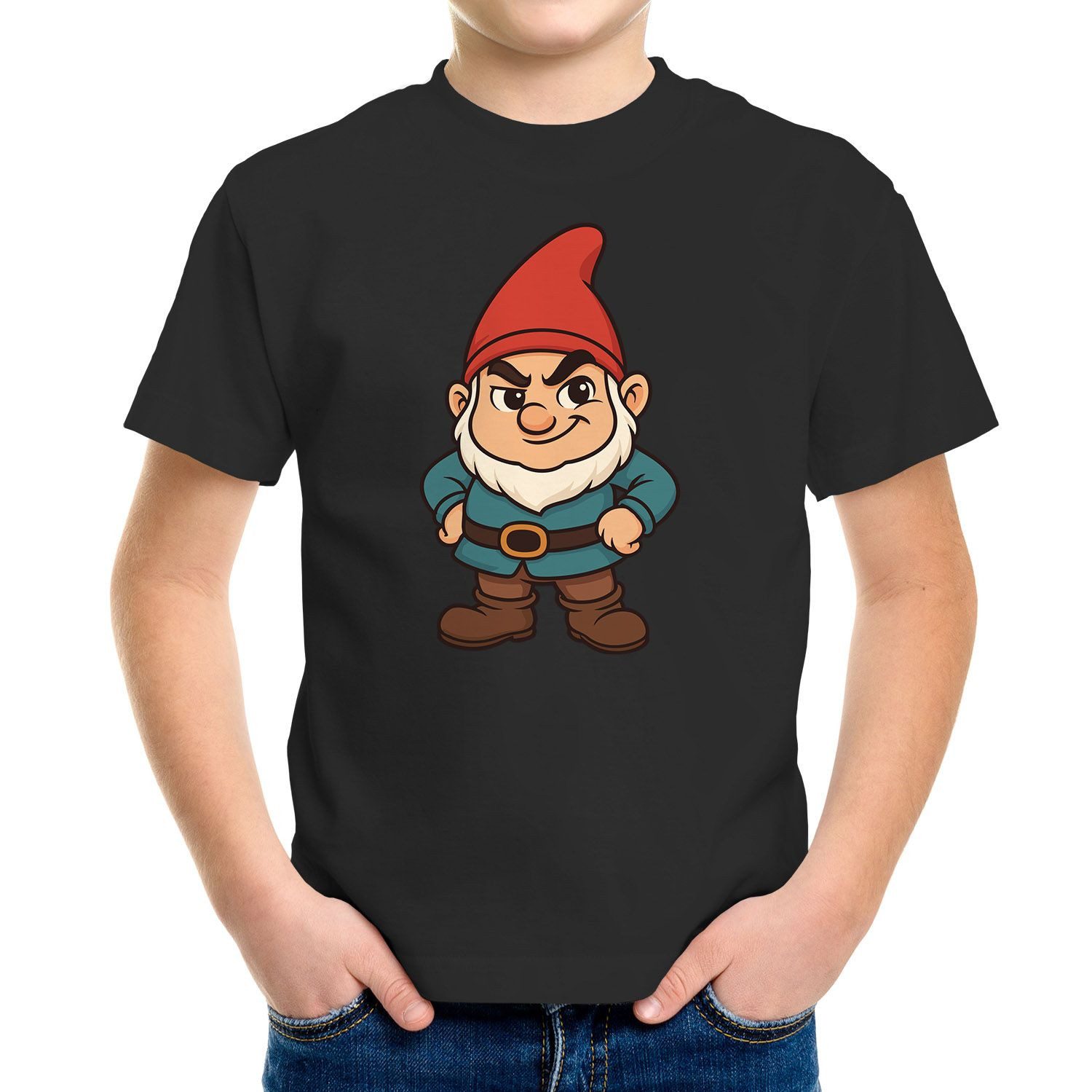 Print-Shirt Kinder T-Shirt Jungen Gartenzwerg Wichtel Aufdruck lustig Printshirt