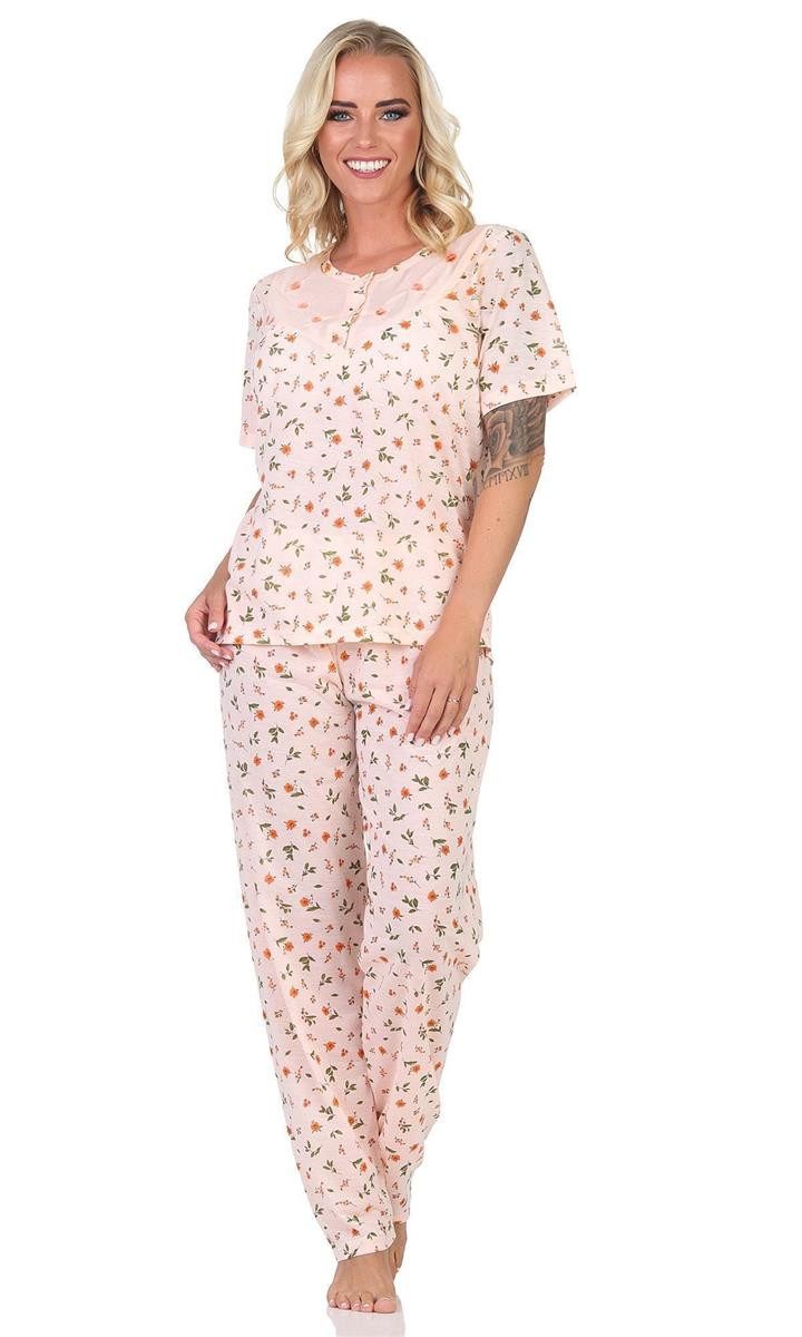 Pyjama Damen Pyjama 2tlg. lange Hose Shirt in kurzen Ärmeln; Gr. M L XL 2XL