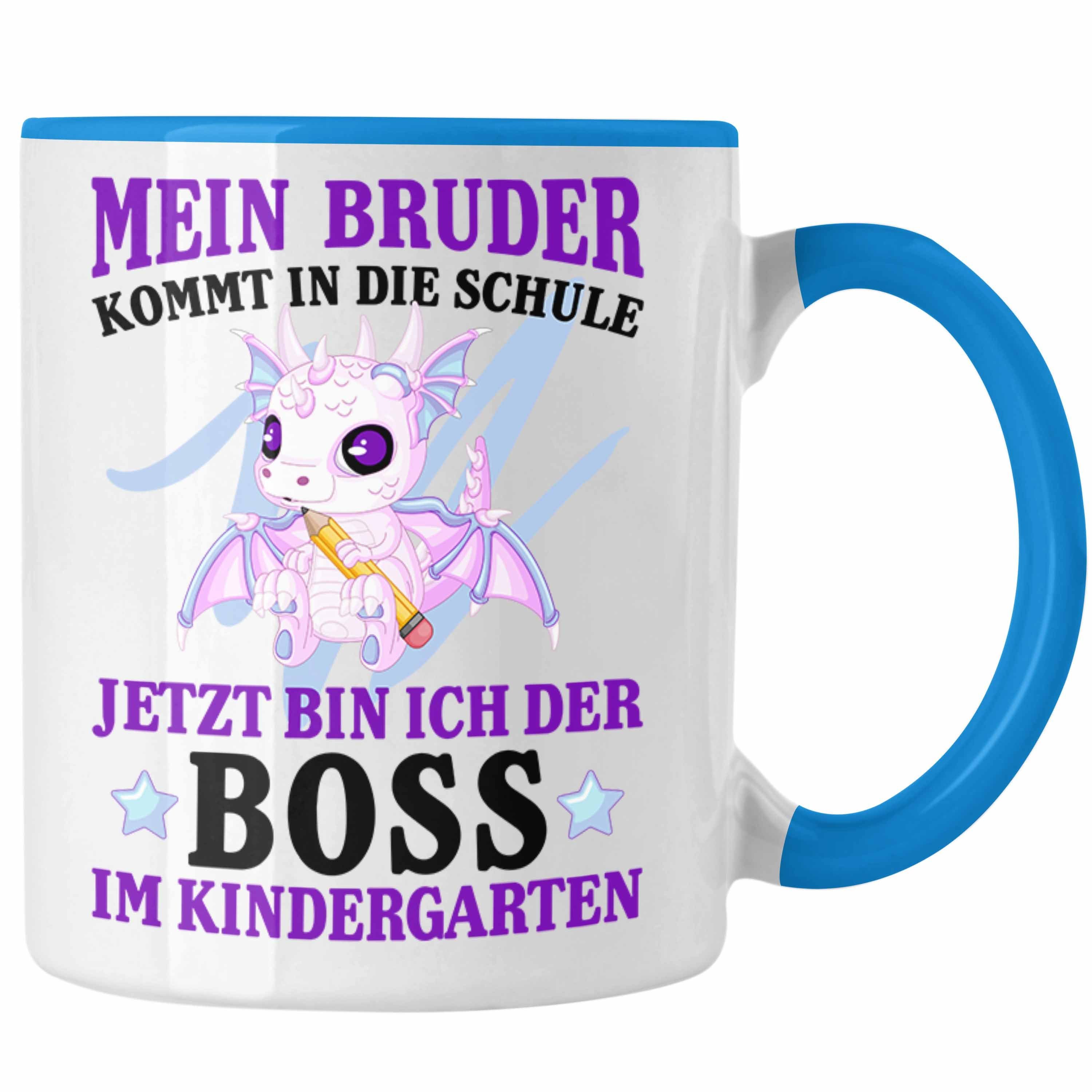 Trendation Tasse Trendation - Einschulung Geschenk für Schultüte Füllung Tasse Schulstart 1. Schultag Schuleinführung Schulanfang Geschenkidee Schulkind Jungs Bruder Blau