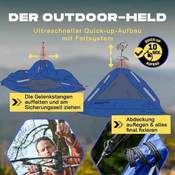 Lumaland Kuppelzelt Pop Up in 10 Sekunden aufgebaut, Personen: 3, Wurfzelt Camping Festival 215x195x120cm robust wasserfest