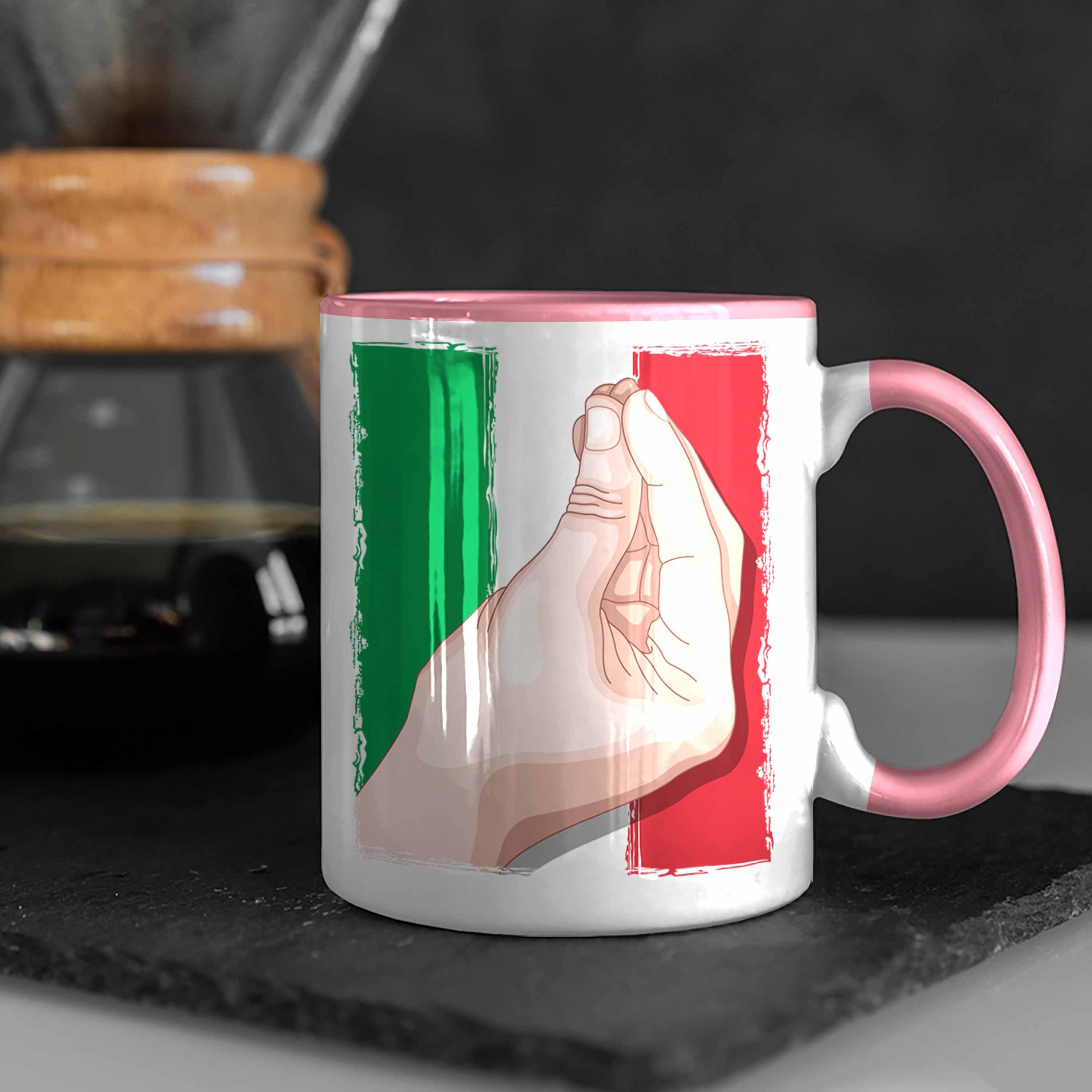 für Flagge Rosa Italien-Liebhaber Tasse Italien Geschenk Trendation Handbewegung Tasse