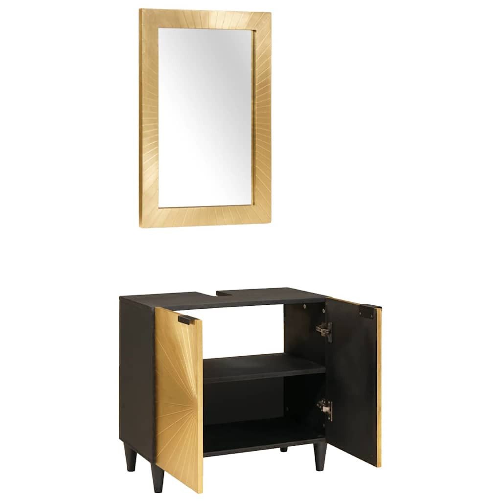vidaXL Badezimmer-Set Badezimmermöbel-Sets 2 pcs Schwarz günstig online kaufen