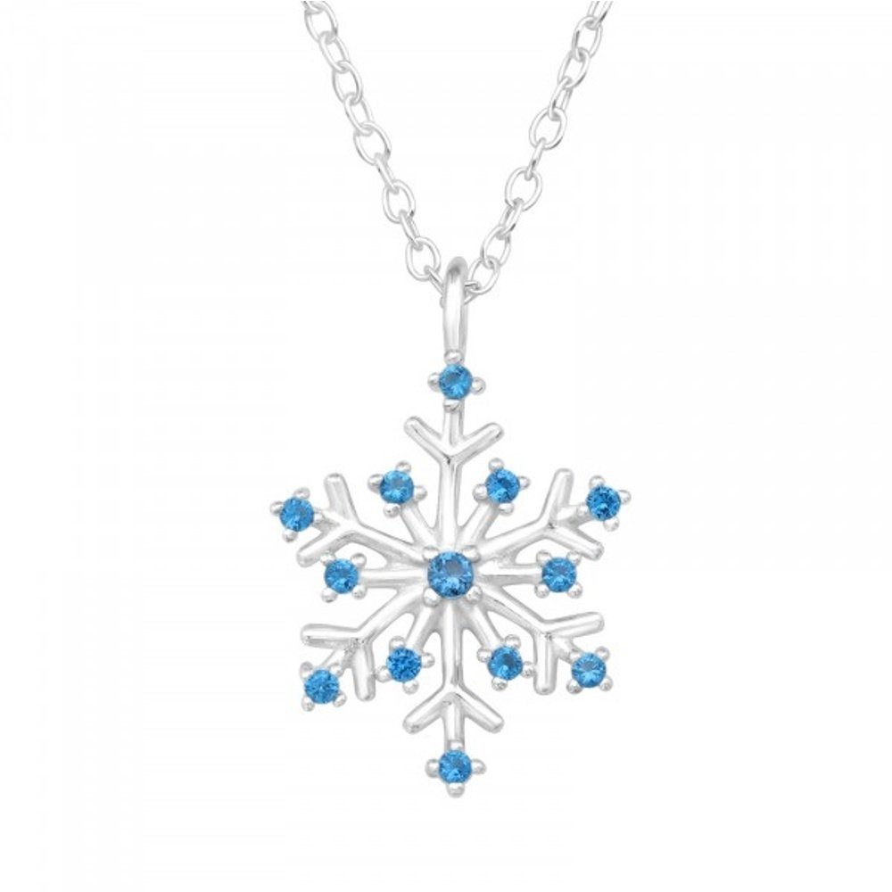 ALEXANDER YORK Kette mit Anhänger SCHNEEFLOCKE Zirkonia blue topaz, 2-tlg., 925 Sterling Silber