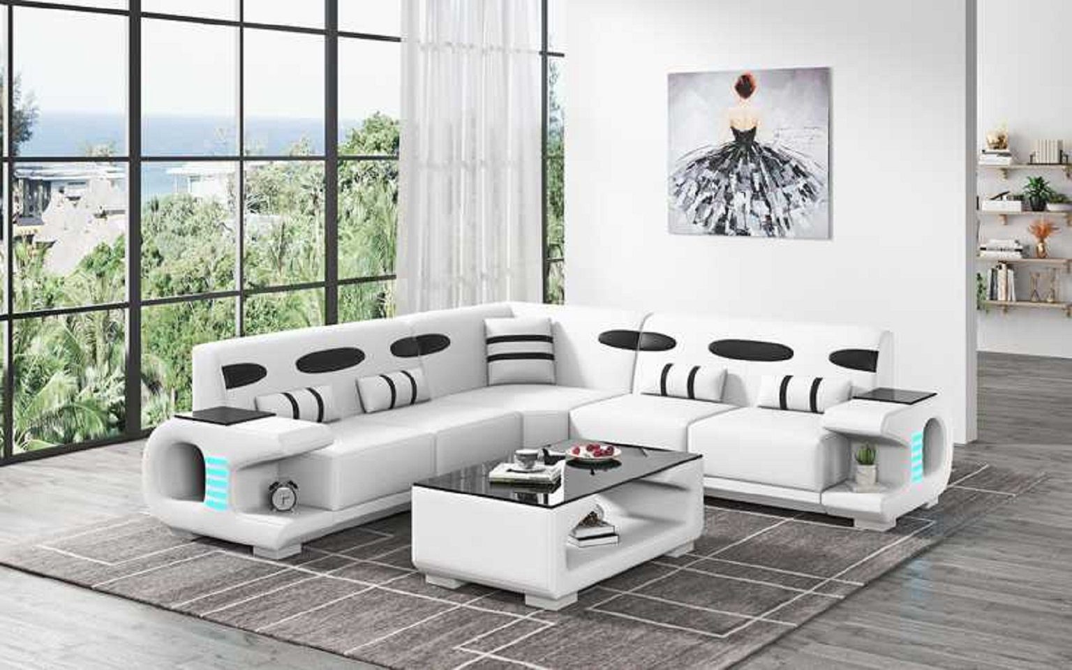 L Couch Moderne Ecksofa Form Ecksofa JVmoebel 3 in Eckgarnitur, Weiß Luxus Wohnzimmer Europe Made Teile, Sofa