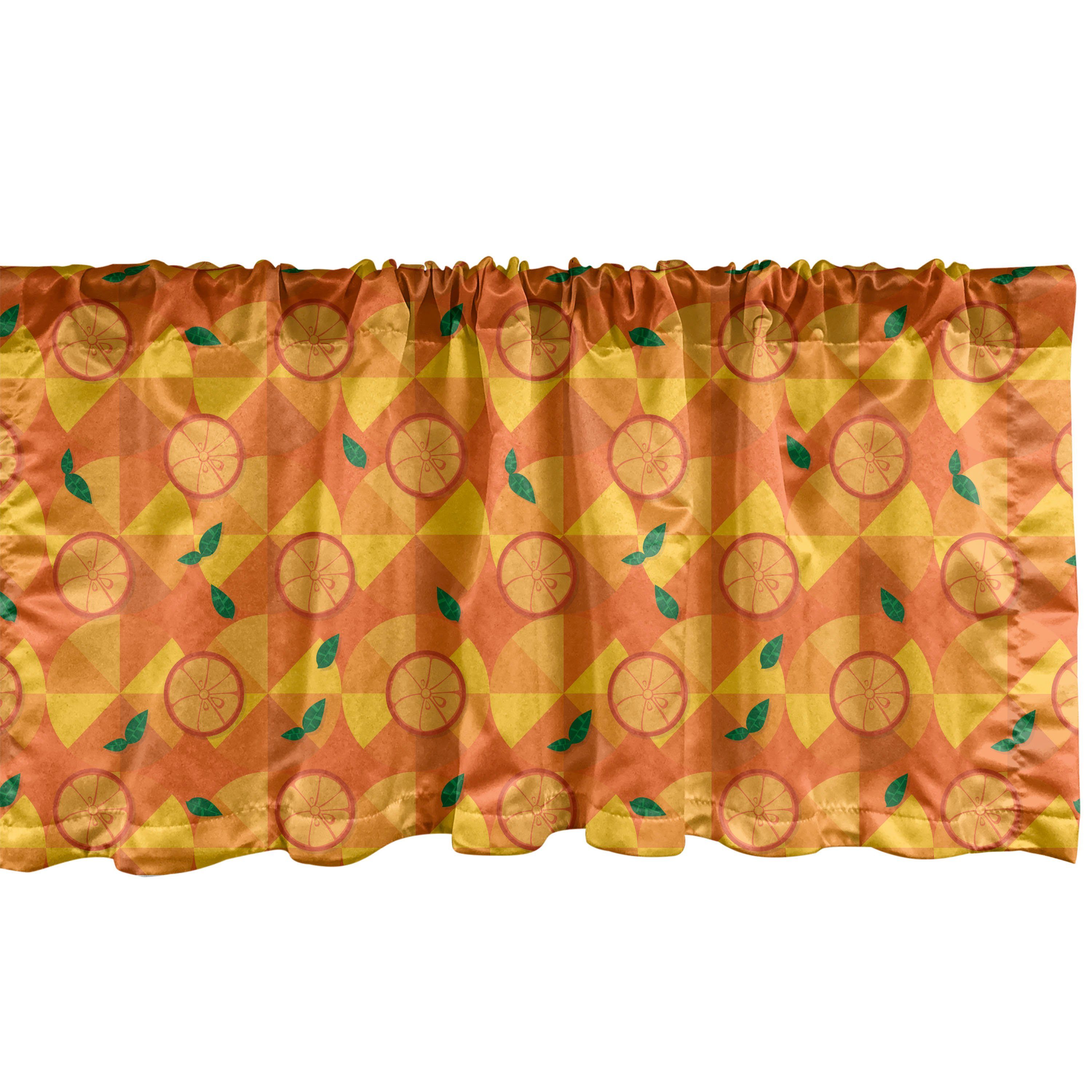 Scheibengardine Vorhang Volant für Küche Schlafzimmer Dekor mit Stangentasche, Abakuhaus, Microfaser, Orange und Gelb Scheiben