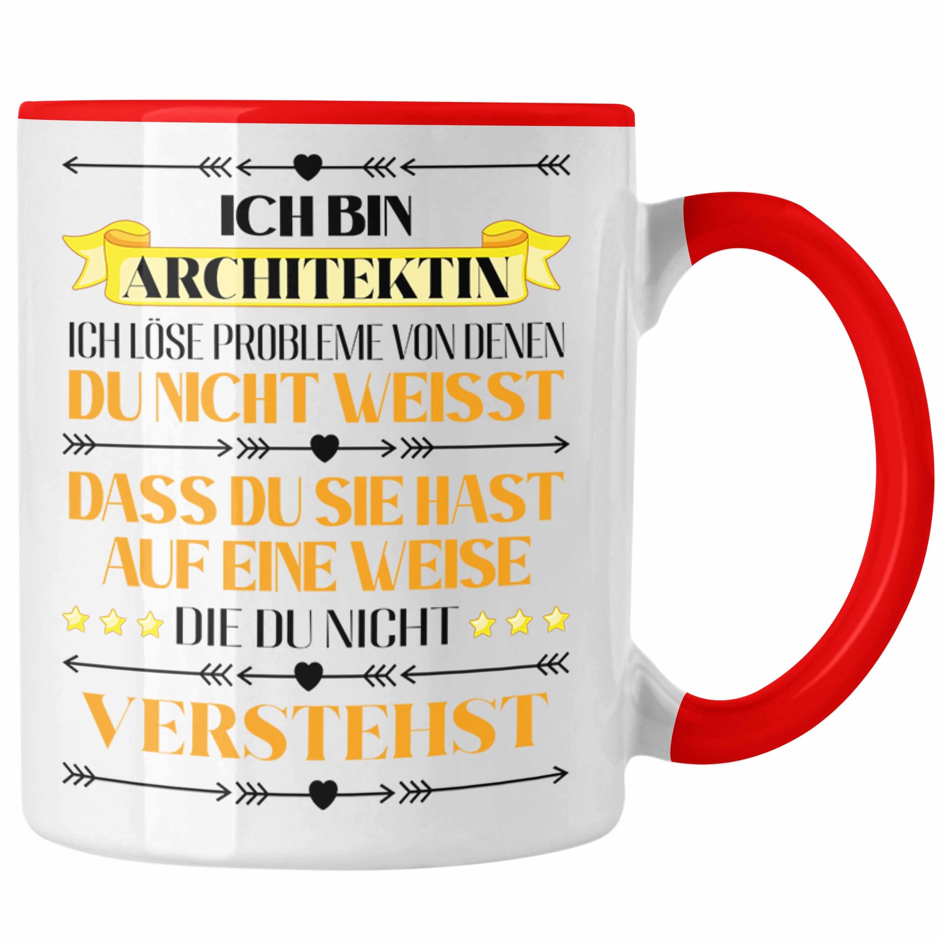 Trendation Tasse Trendation - Architektin Geschenk Tasse Kaffeetasse für Architektin Frauen Spruch Rot