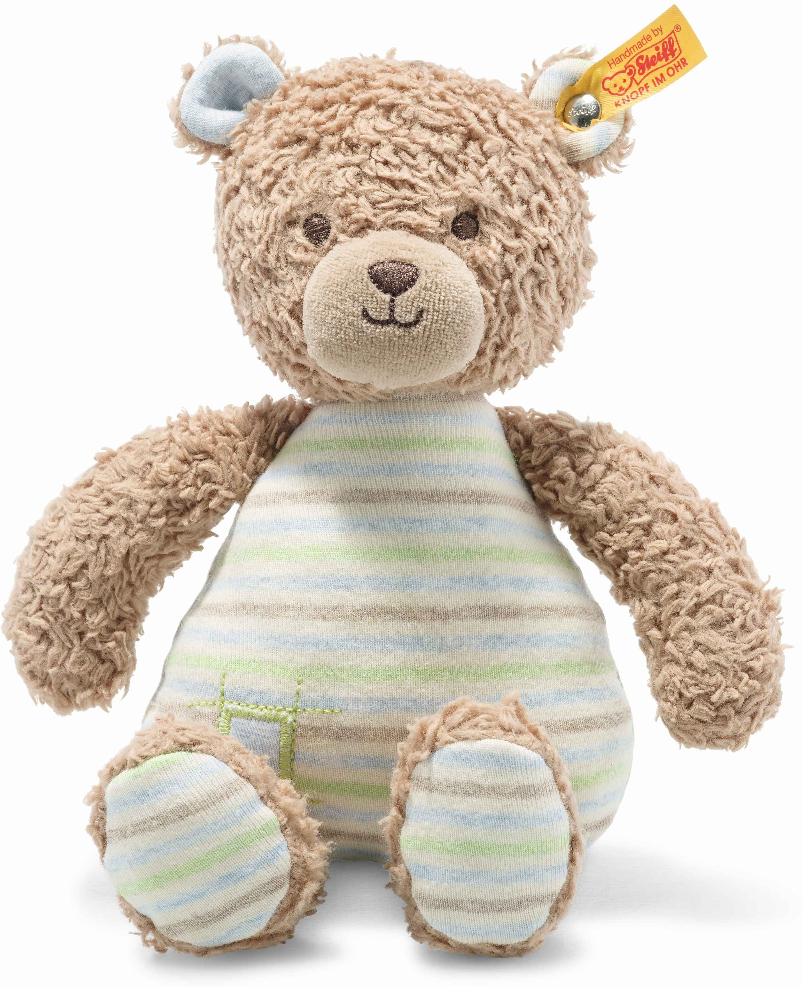 Steiff Kuscheltier Rudy Teddybär, blau/braun, GOTS organic, zertifiziert durch BCS 35014