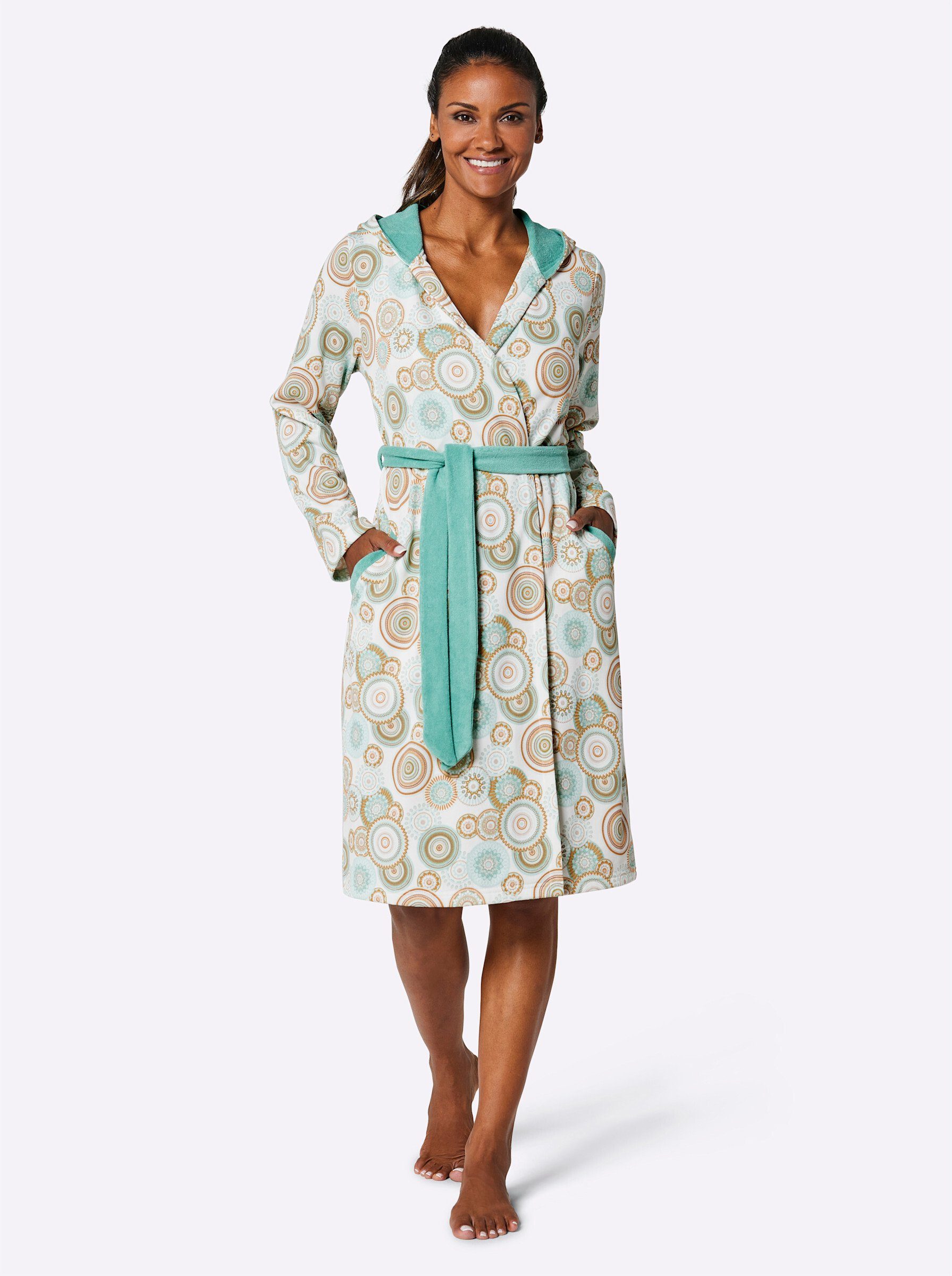 Witt Damenbademantel Bademantel ., Länge ca. 100 cm, Baumwolle, Bindeband günstig online kaufen