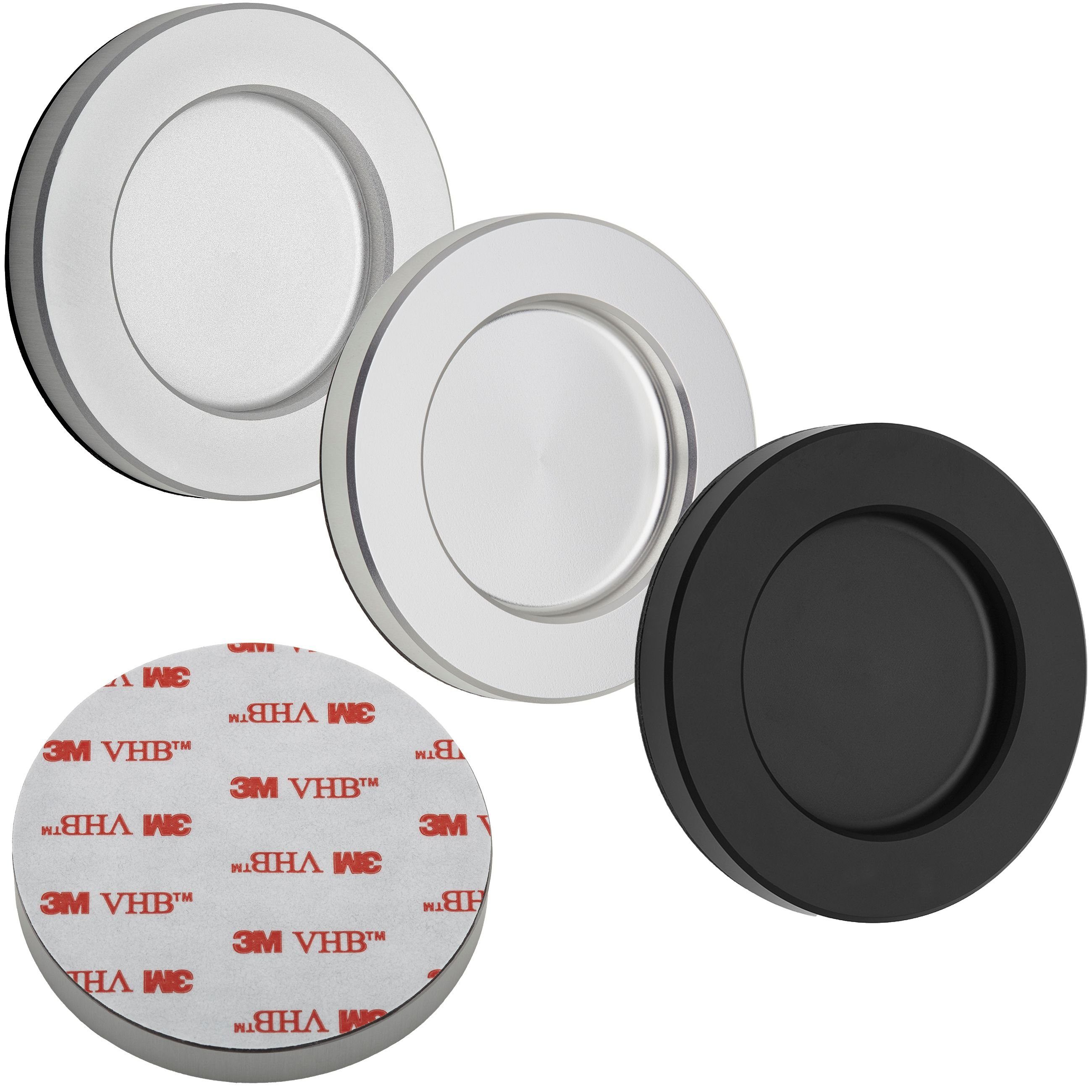 SO-TECH® Türgriff Schiebetürgriff TEYO selbstklebend (3M VHB), schwarz eloxiert Ø 70 x 8 mm für Glas-Türen & Zimmertüren – Bild 4 von 5