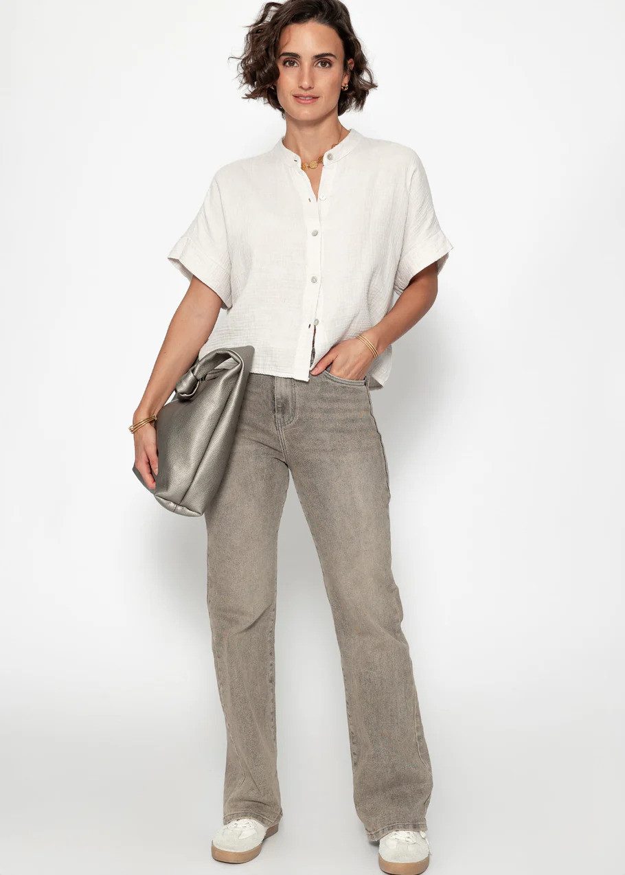 SASSYCLASSY Langarmbluse Musselin Bluse Kurzarm für günstig online kaufen