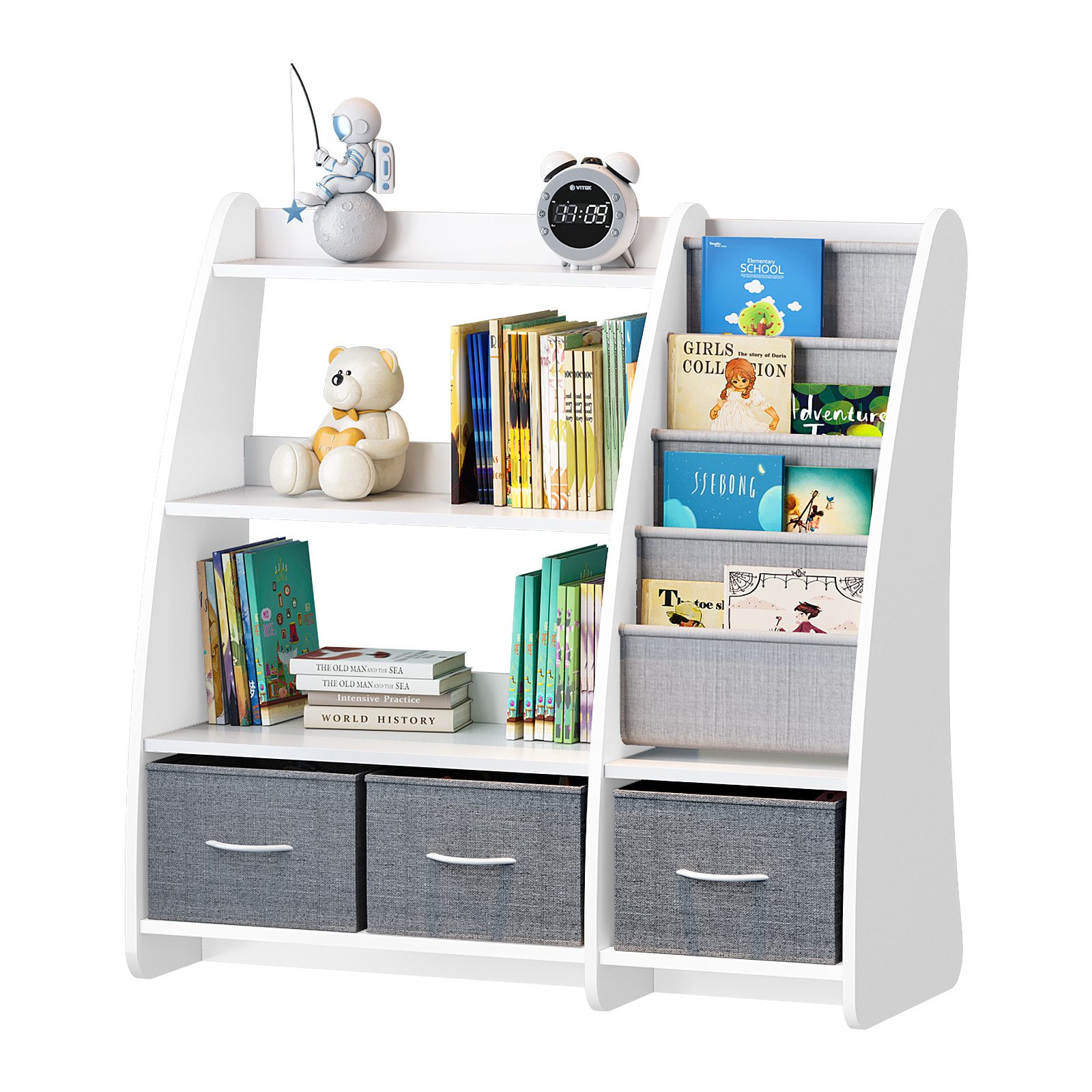 radelldar Spielzeugtruhe Kinderregal Bücherregal, mit 3 Aufbewahrungsboxen günstig online kaufen