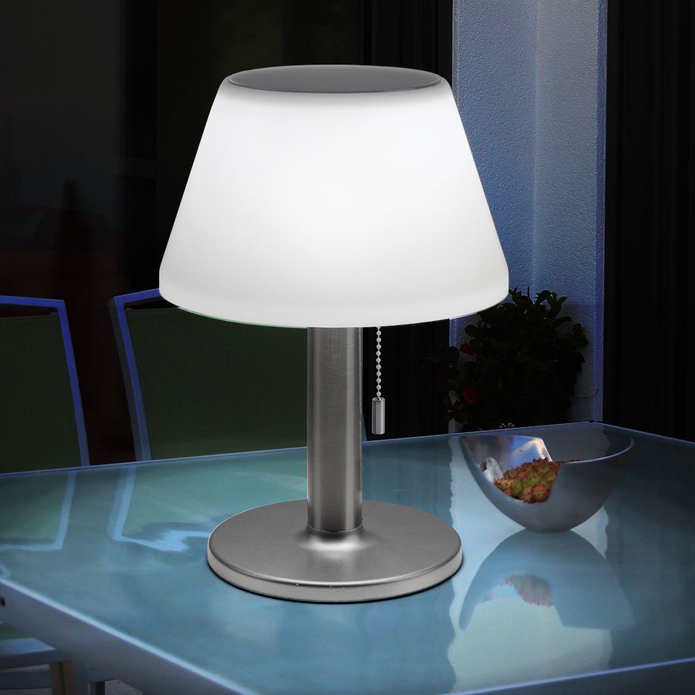 Expo Börse Außen-Tischleuchte, LED-Leuchtmittel fest verbaut, Kaltweiß, Tischlampe Außenbereich Solarlampe weiß Gartenleuchte, Akku