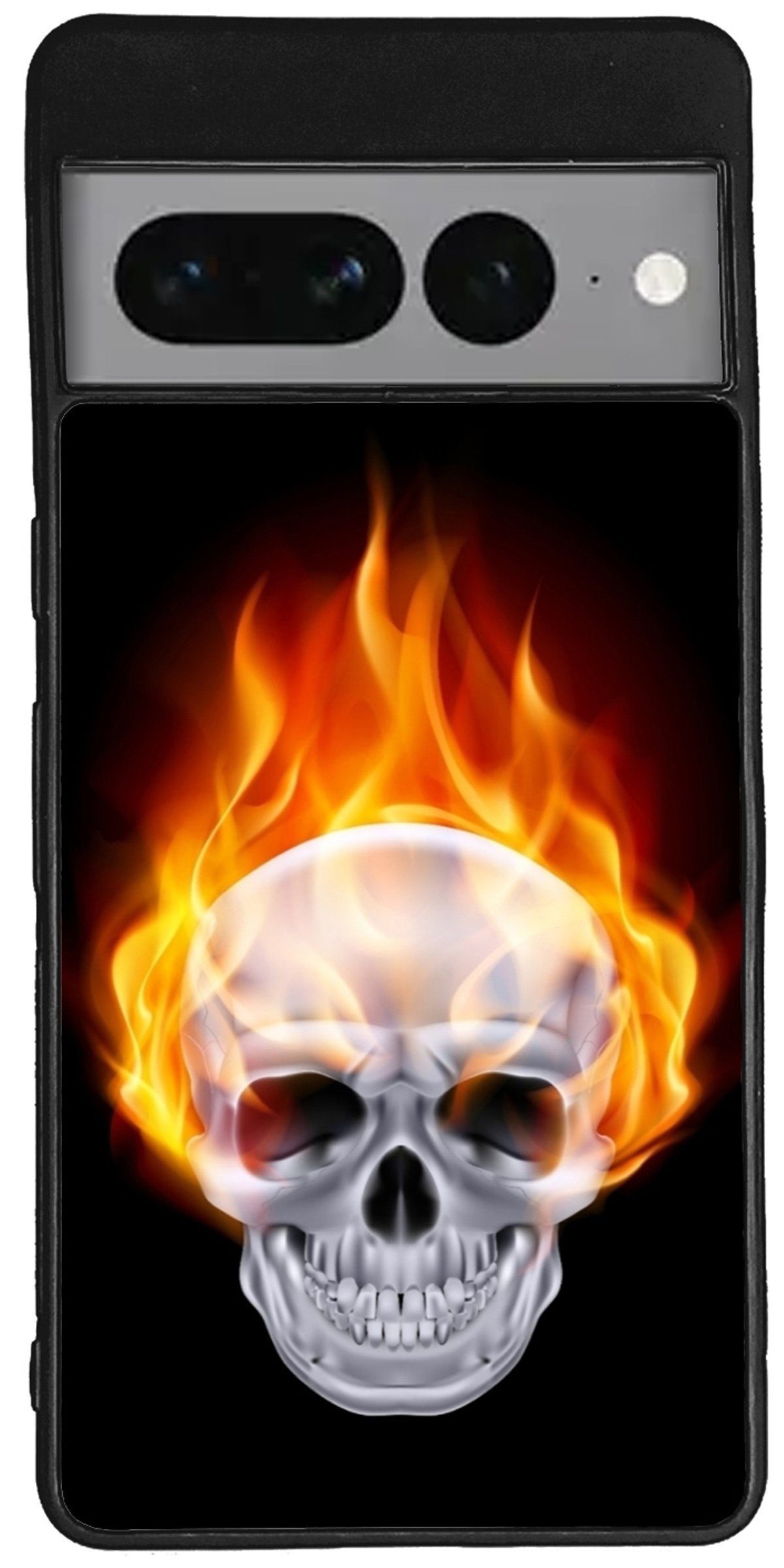Traumhuelle Handyhülle TPU HÜLLE Silikon MOTIV 3 Case Cover Schutzhülle Backcover Etui 5G, Totenkopf Handy Bumper Smartphone Rückschale Schwarz