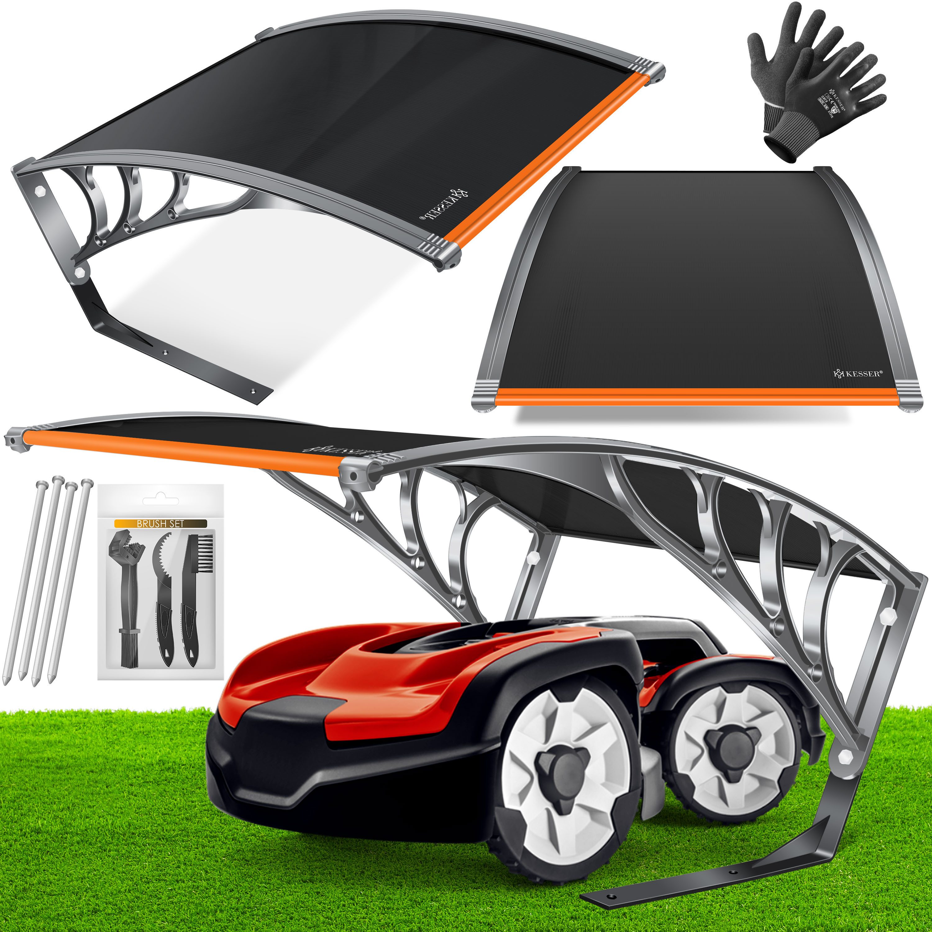 KESSER Mähroboter-Garage, Mähroboter Garage Dach Carport Überdachung für Mähroboter schwarz