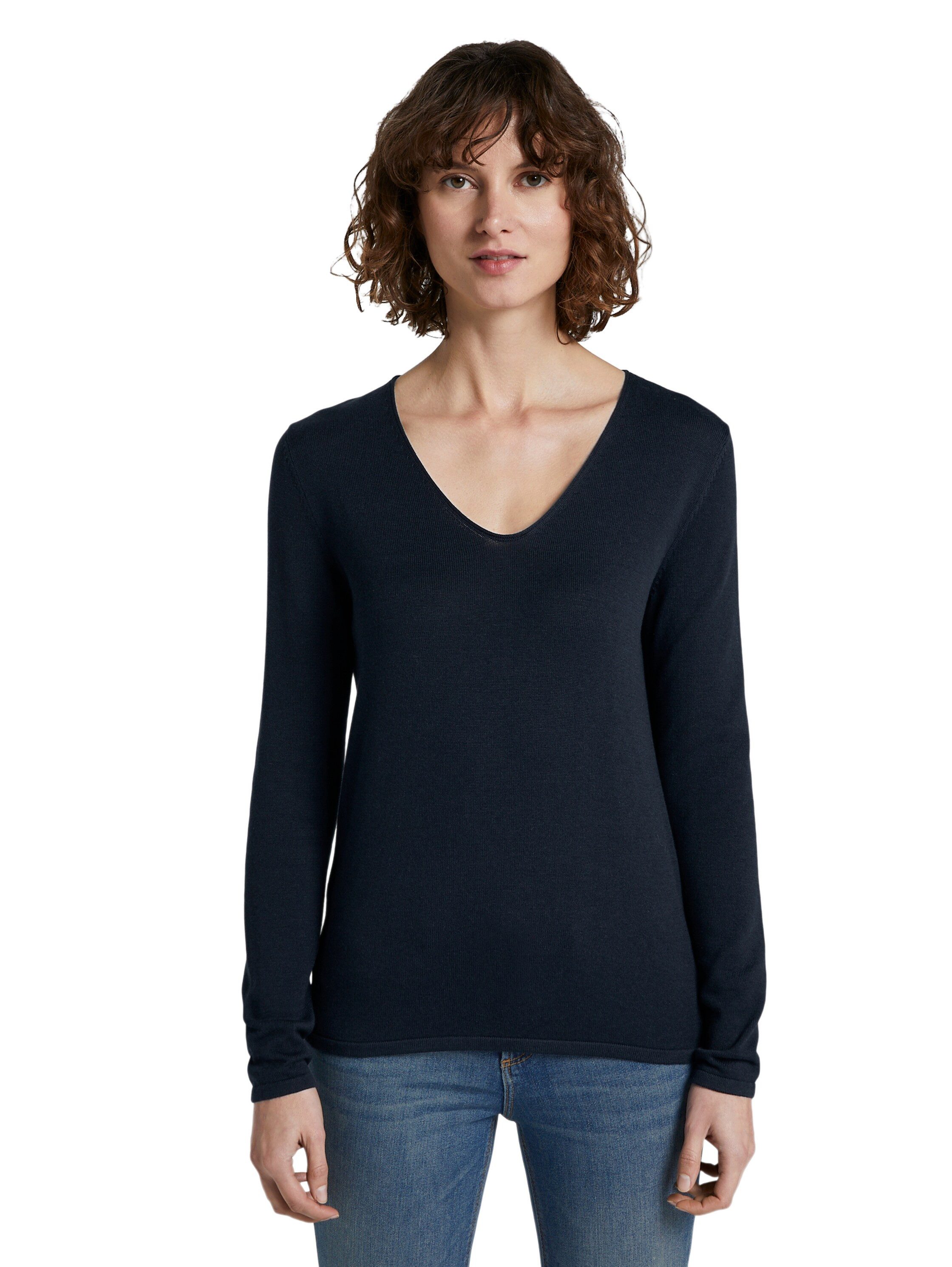 TOM TAILOR V-Ausschnitt-Pullover mit V-Ausschnitt günstig online kaufen