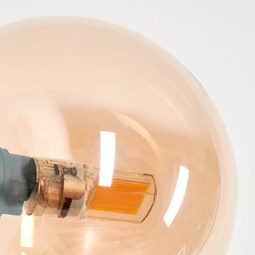 hofstein Stehlampe Stehlampe aus Metall/Glas in Schwarz/Bernsteinfarben, ohne Leuchtmittel, Standlampe im Retro-Design aus Glas, 6 x G9, ohne Leuchtmittel