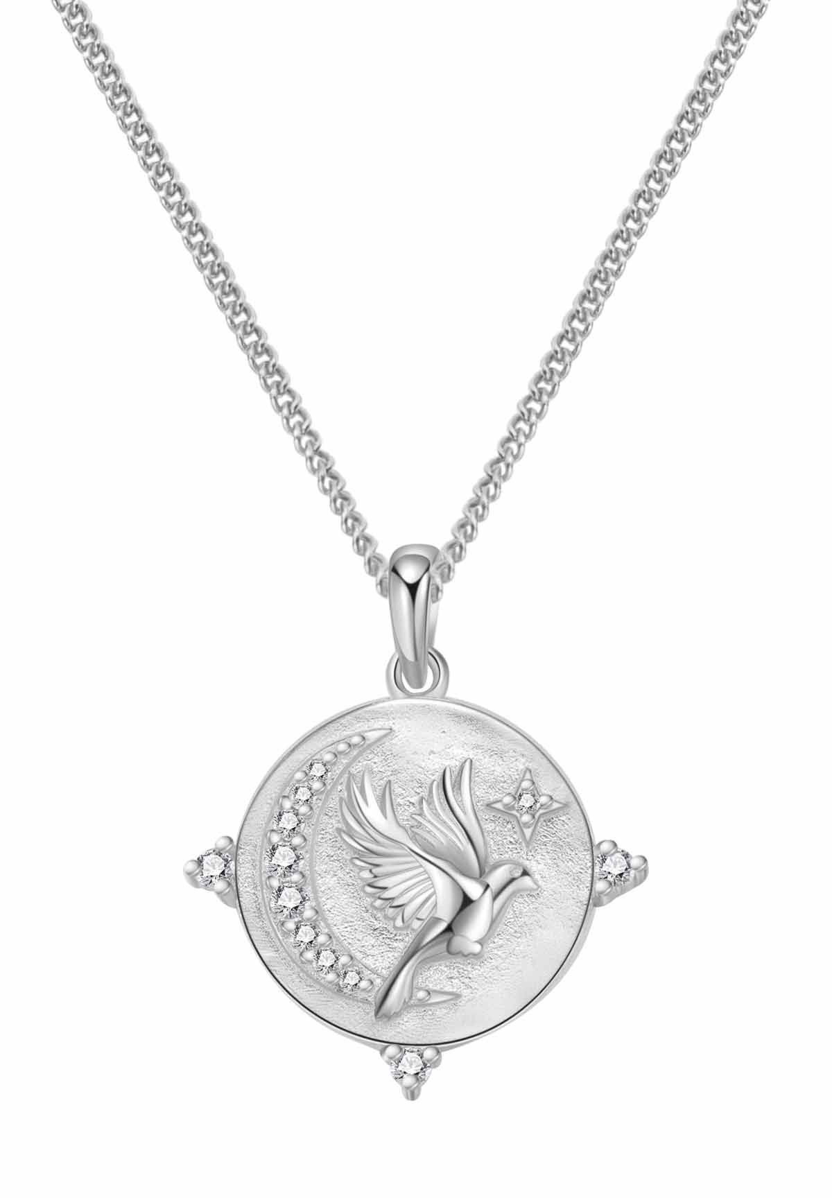 Hey Happiness Collierkettchen Affirmation, Symbolketten mit Bedeutung, Anhänger Plättchen Halskette 925 Silber vergoldet