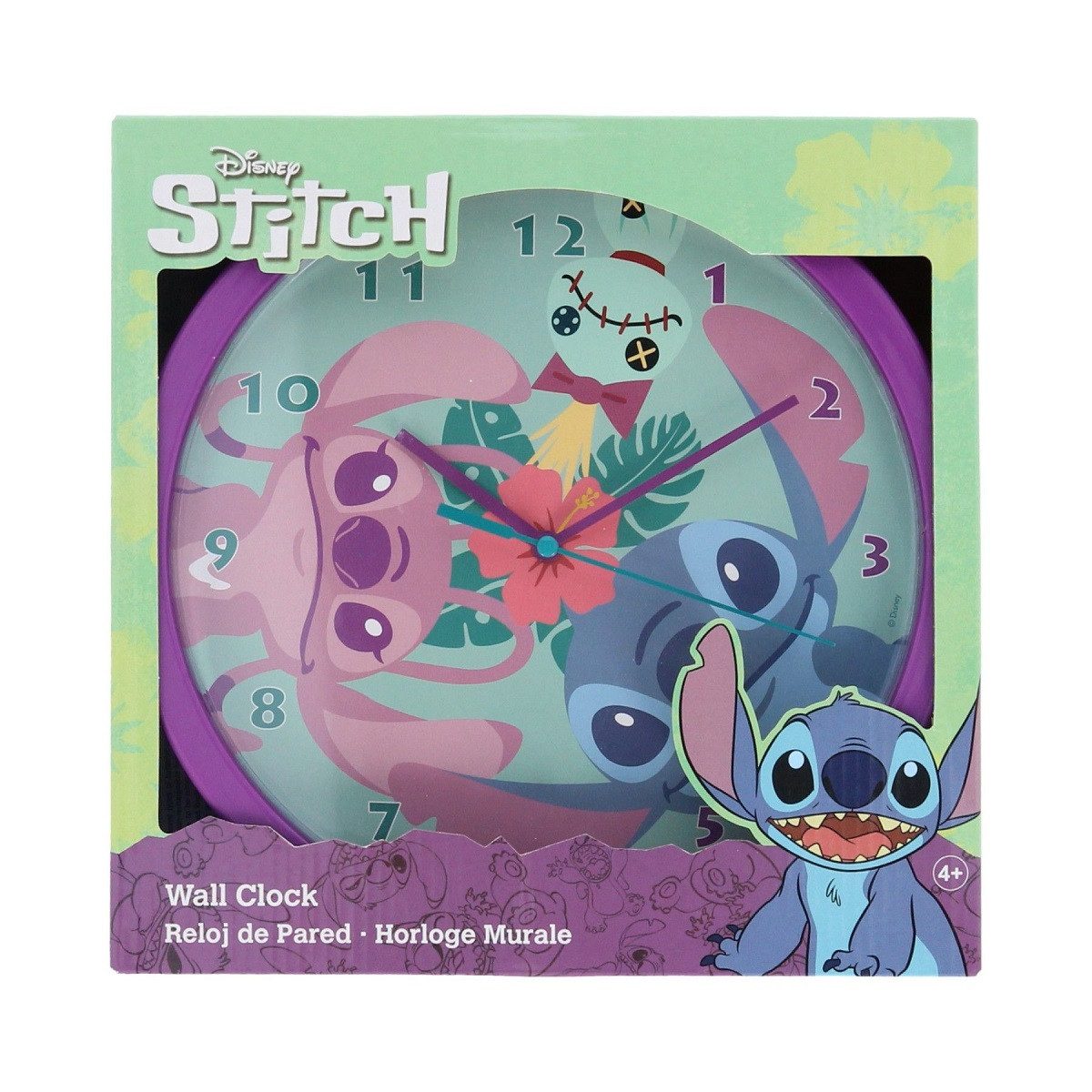 Lilo & Stitch Wanduhr – Lila – Analoge Uhr fürs Kinderzimmer (ideal als Geschenk)