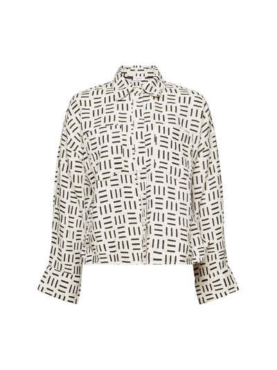 Esprit Langarmbluse Button-Up-Hemd aus Leinen mit Print