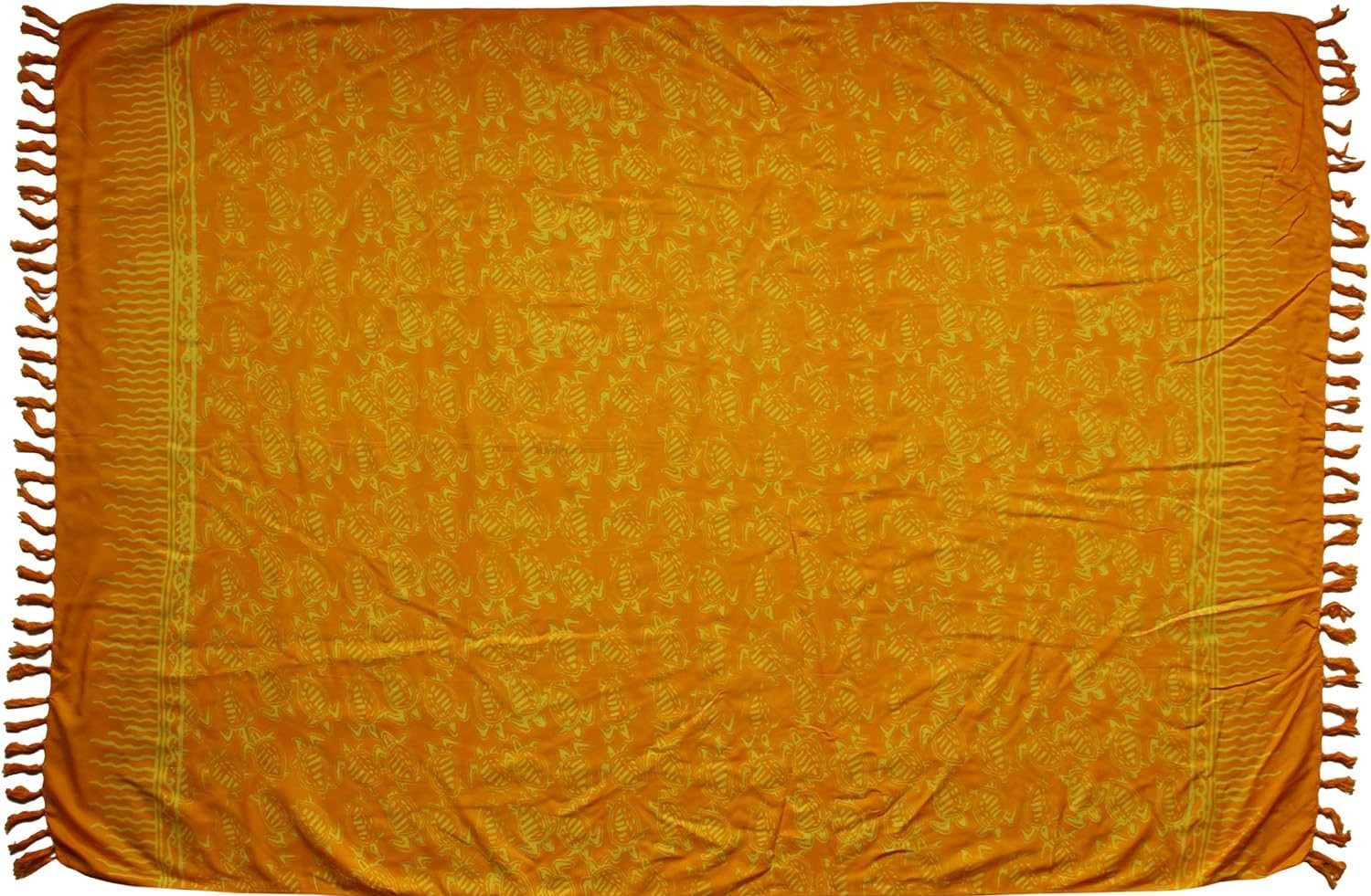 Wogeka Sarong blickdichter Sarong gelb Muster als Strandtuch Strandkleid Wickelrock
