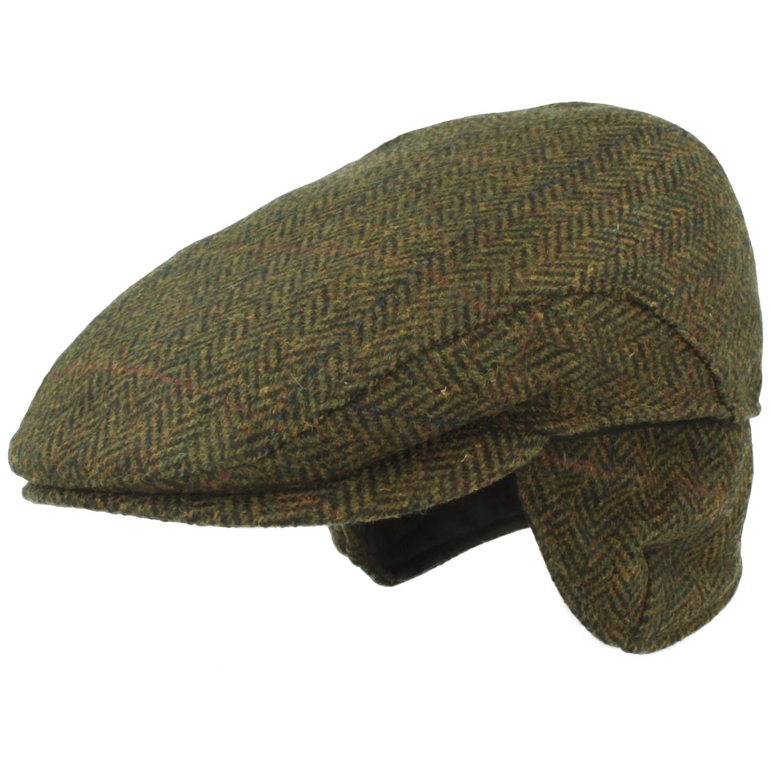 Breiter Schiebermütze Flatcap/Ohrenklappen Fischgrät-Karo-Mix günstig online kaufen