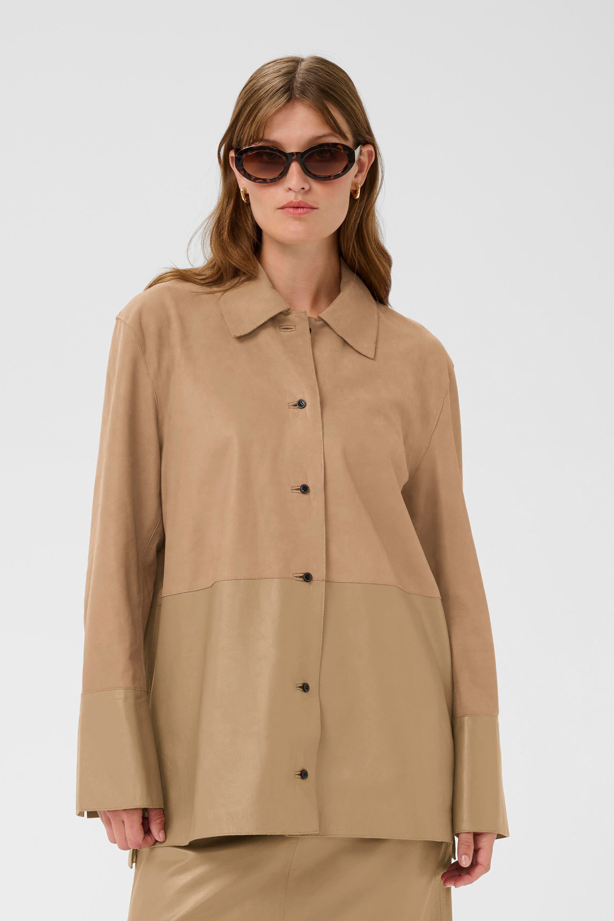 SOAKED IN LUXURY Lederblazer Lederhemd SLParvati