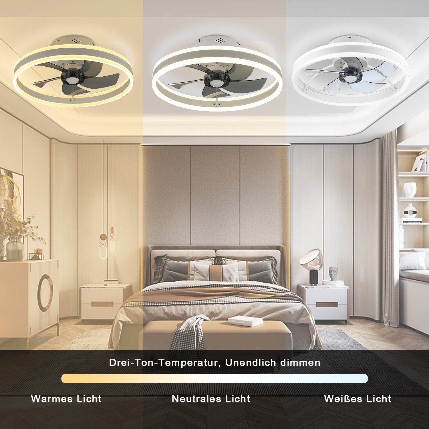 WILGOON Deckenventilator 36W Ventilator Deckenleuchte, 6 günstig online kaufen