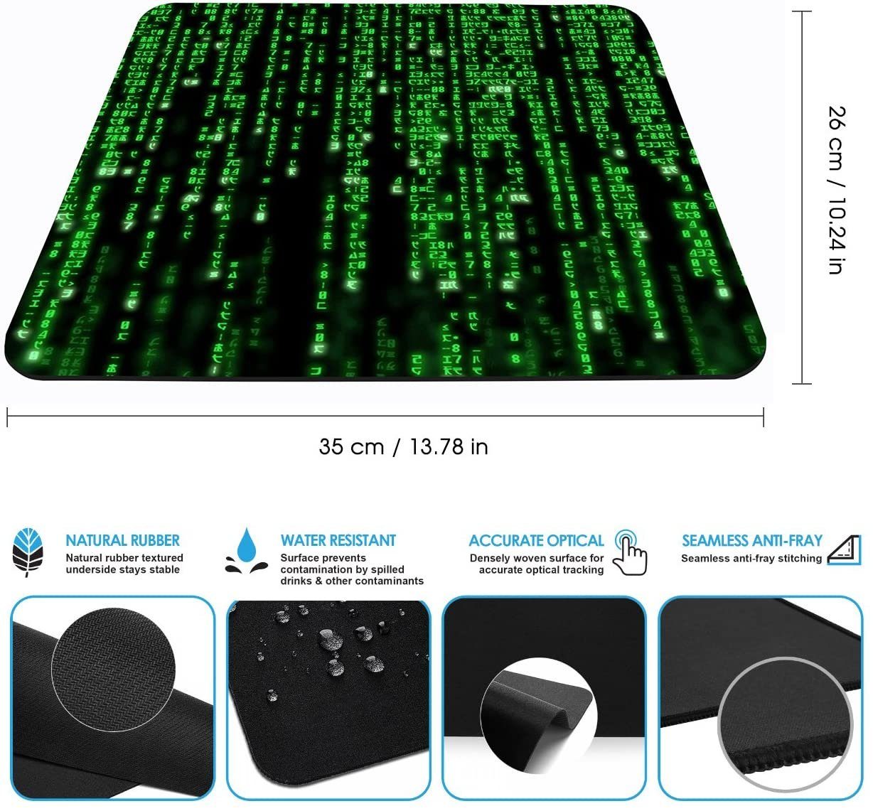MAXLVL Gaming Mauspad 350 x 260 mm - Fransenfreie Ränder - rutschfest, spezielle Oberfläche verbessert Geschwindigkeit und Präzision
