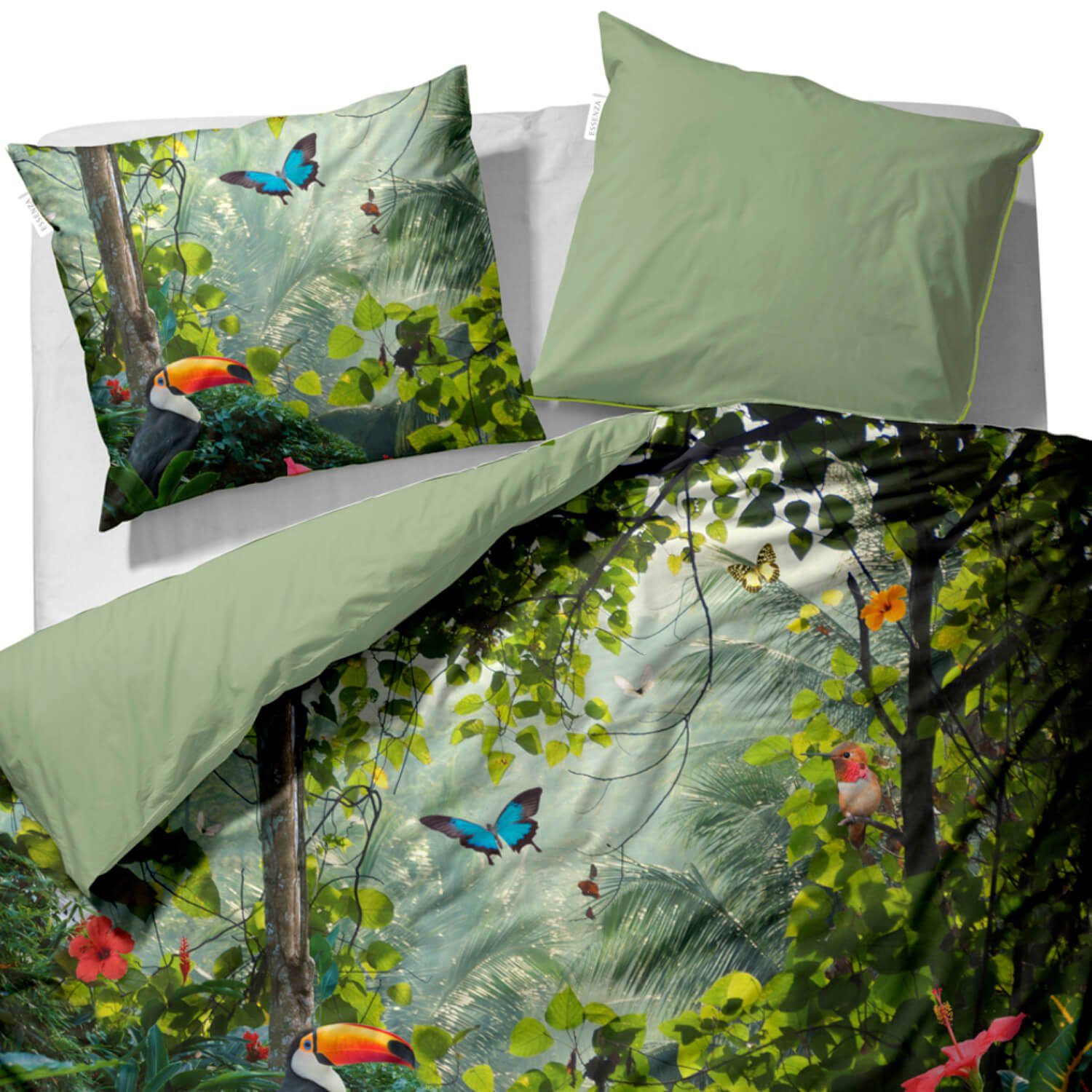 Essenza Bettwäsche Gabriel grün, Satin, 3 günstig online kaufen
