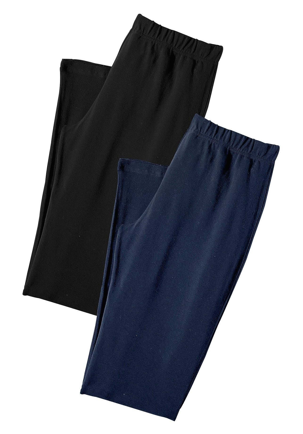 vivance active Caprihose blau Gummibund, schwarz, (2er-Pack) Loungewear mit