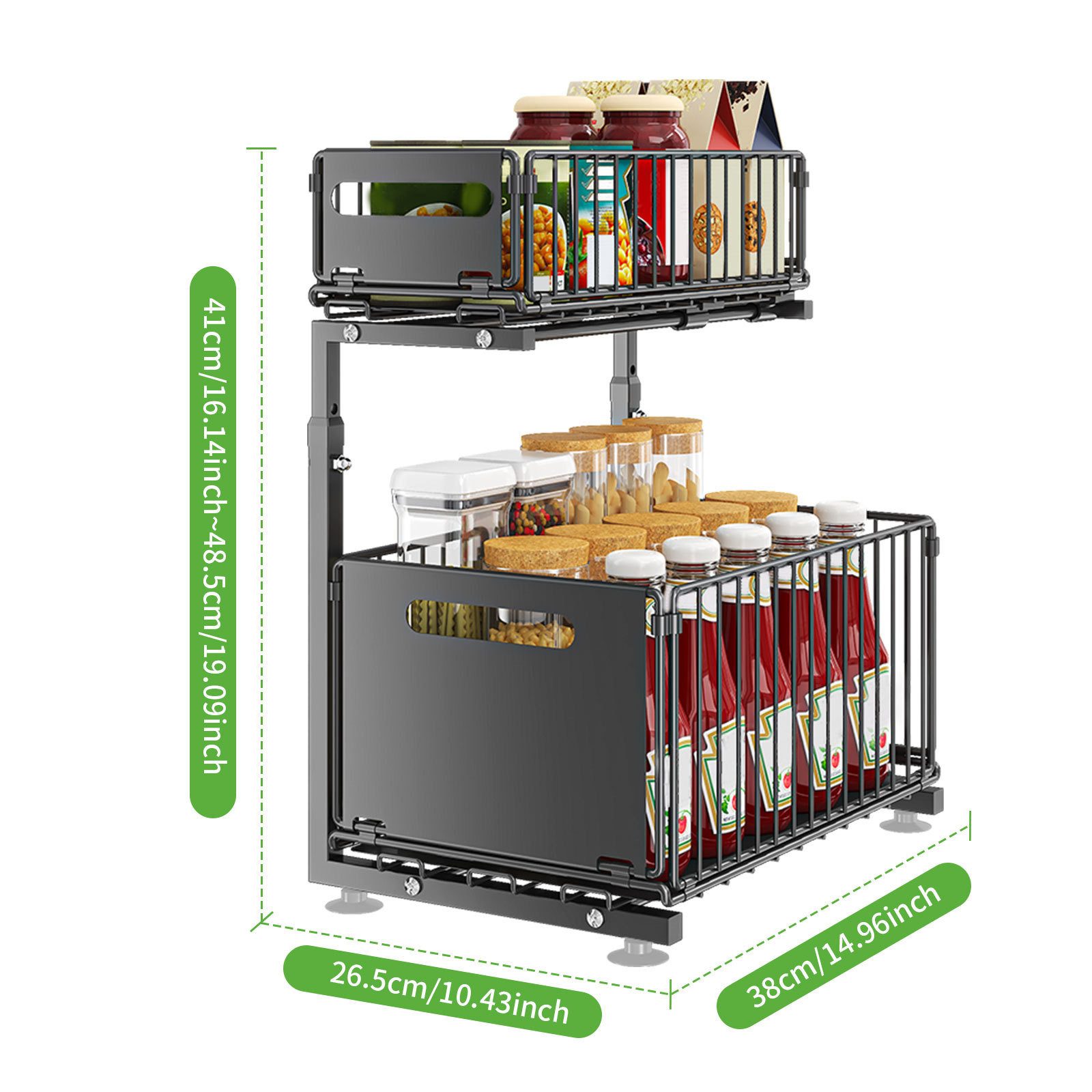 GarveeMore Küchenorganizer-Set 2 Etagen Teleskopschublade, Faltbare Auszieh günstig online kaufen