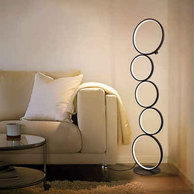 Nettlife LED Stehlampe Touch Dimmbar Schwarz Modern 5-flammig Ringförmige 32W, LED fest integriert, warmweiß, für Schlafzimmer Wohnzimmer Arbeitszimmer