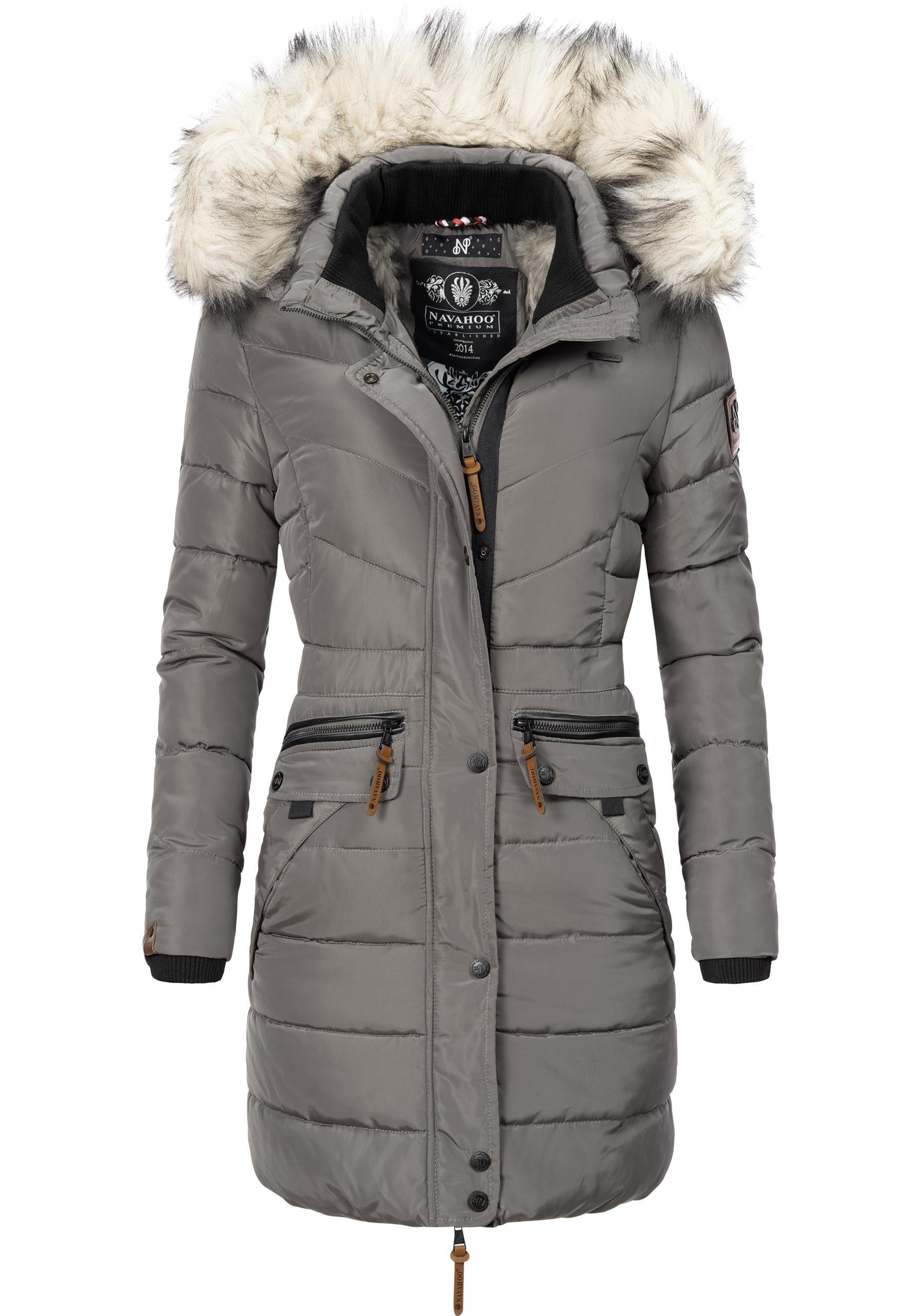 Navahoo Steppmantel Paula stylischer Winter Parka m. edlem Fellimitat