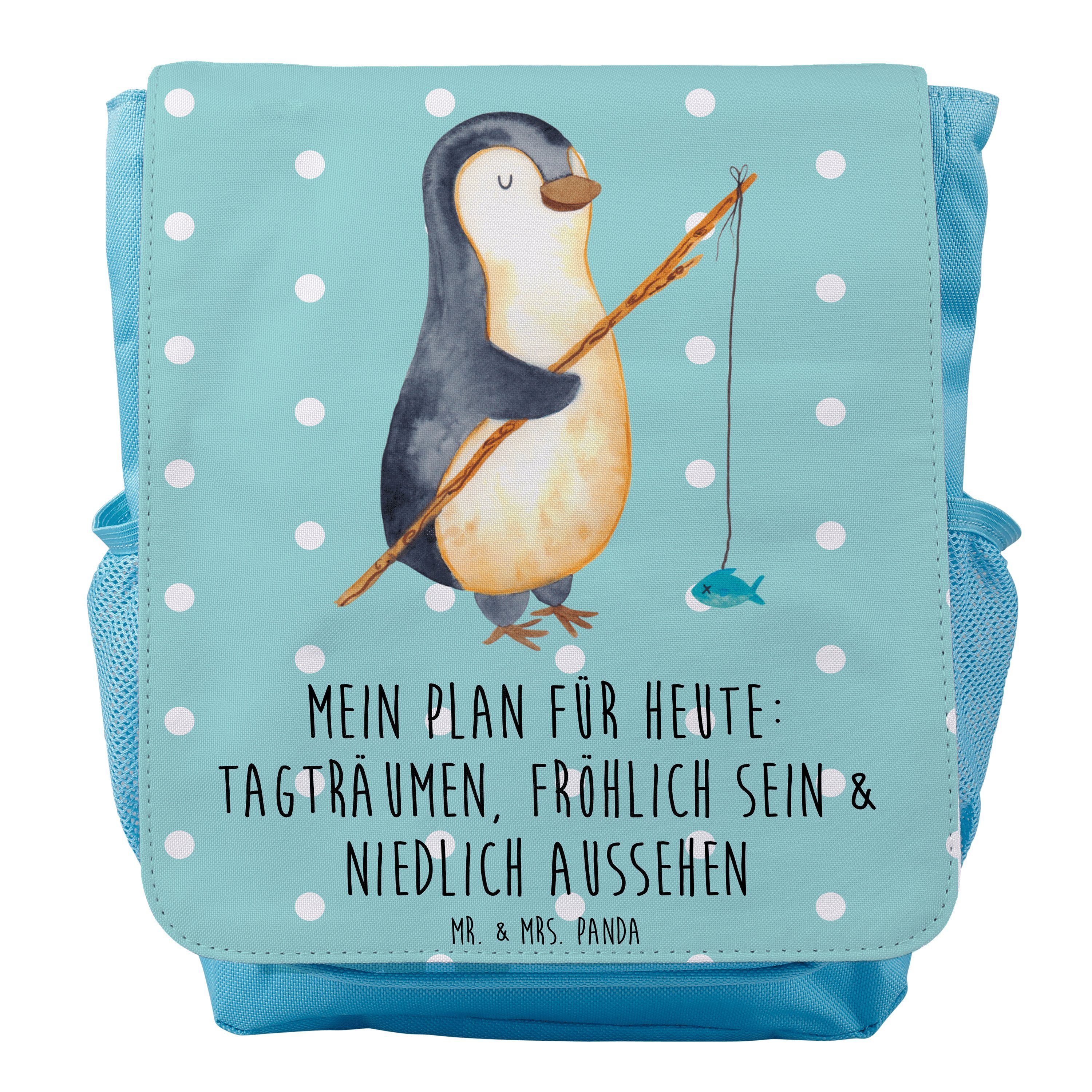 Mr. & Mrs. Panda Angler Pinguin - Kleiner Rucksack Türkis Kinderrucksack - Geschenk, Jungen Pastell