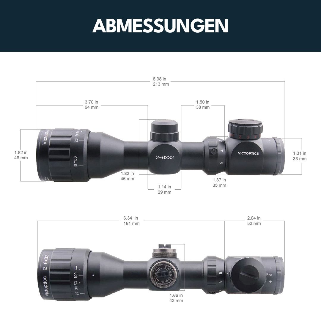 Vector Optics Victoptics OPSL09 A3 2-6x32 Zielfernrohr (Ideal für Jagd, Sport und Airsoft)
