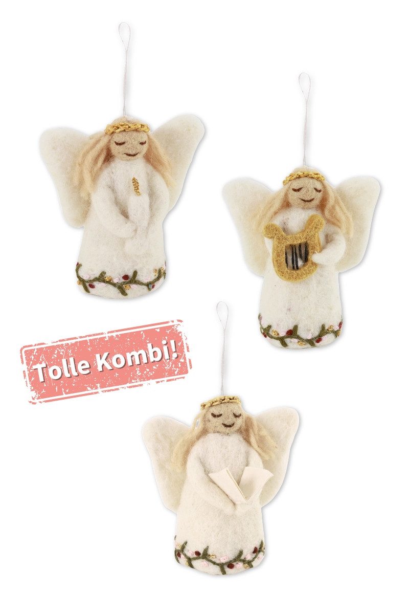 Gry & Sif Hängedekoration Filzanhänger - ENGEL MIT KERZE - weiß günstig online kaufen