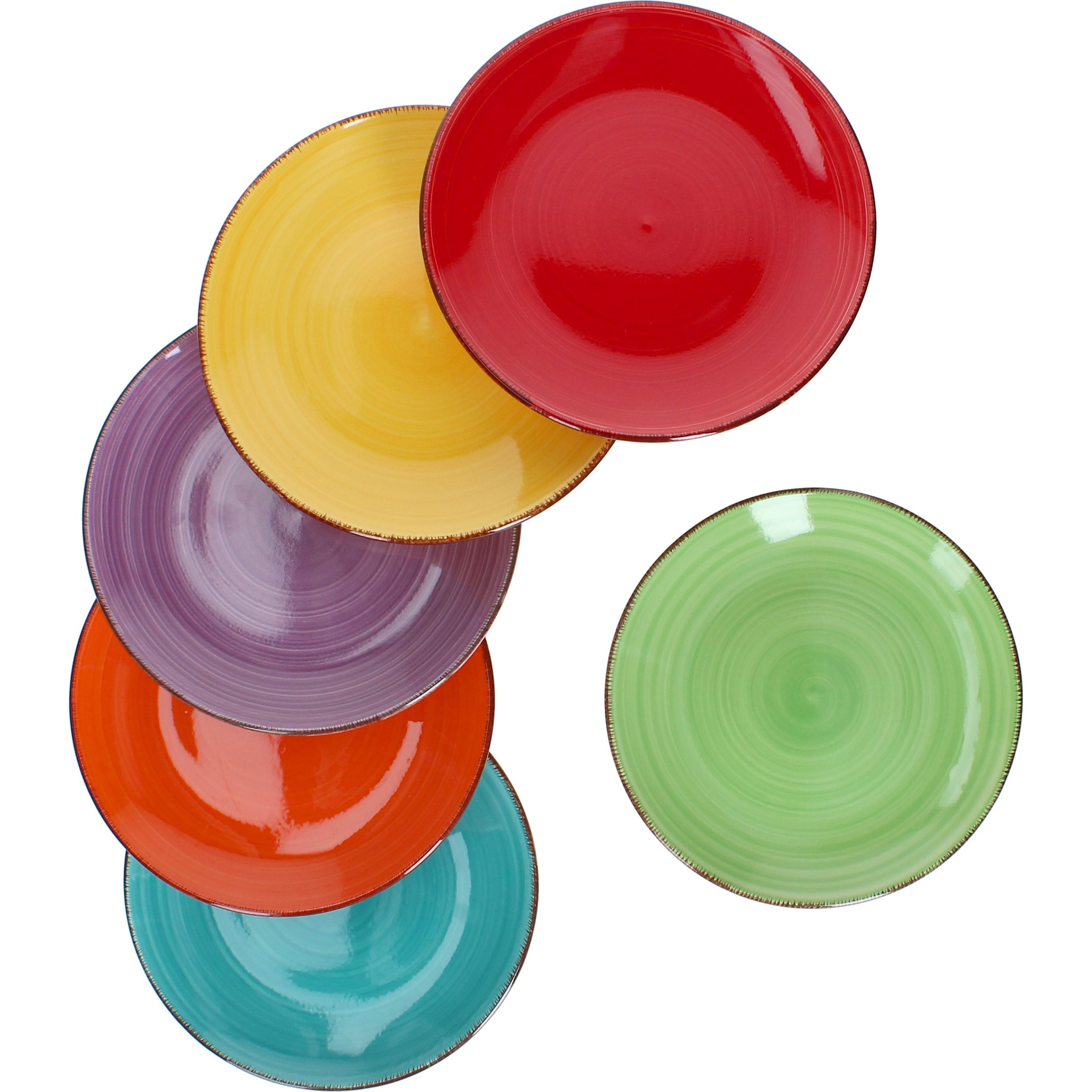 Frühstücksteller 6er Set Dessert- Kuchenteller Uni Bunt