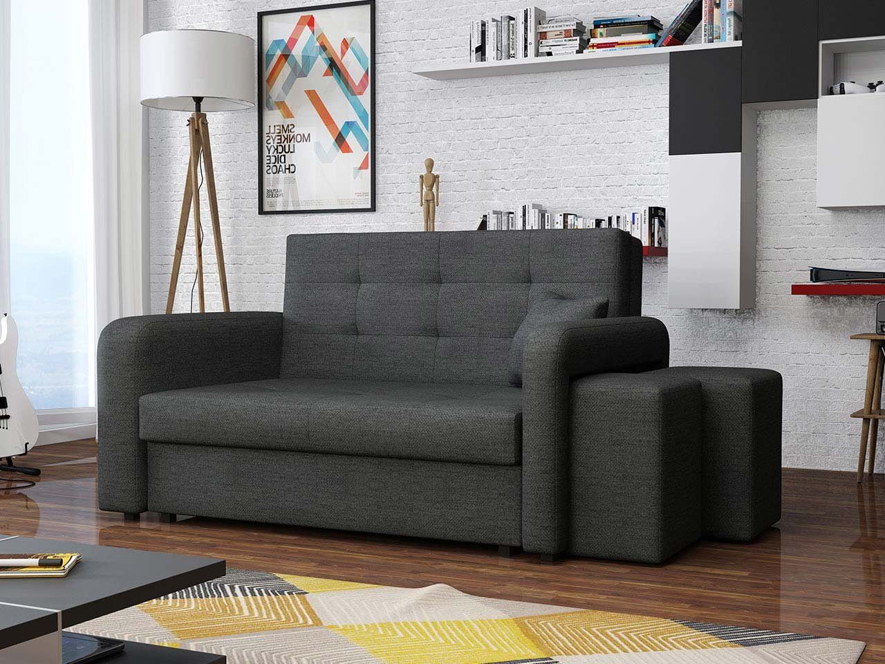 mit 2 Bettkasten MIRJAN24 Schlafsofa Polsterhocker II, und Schlaffunktion Stück), Sofa Sitzer Home Schlafsofa mit Viva (2